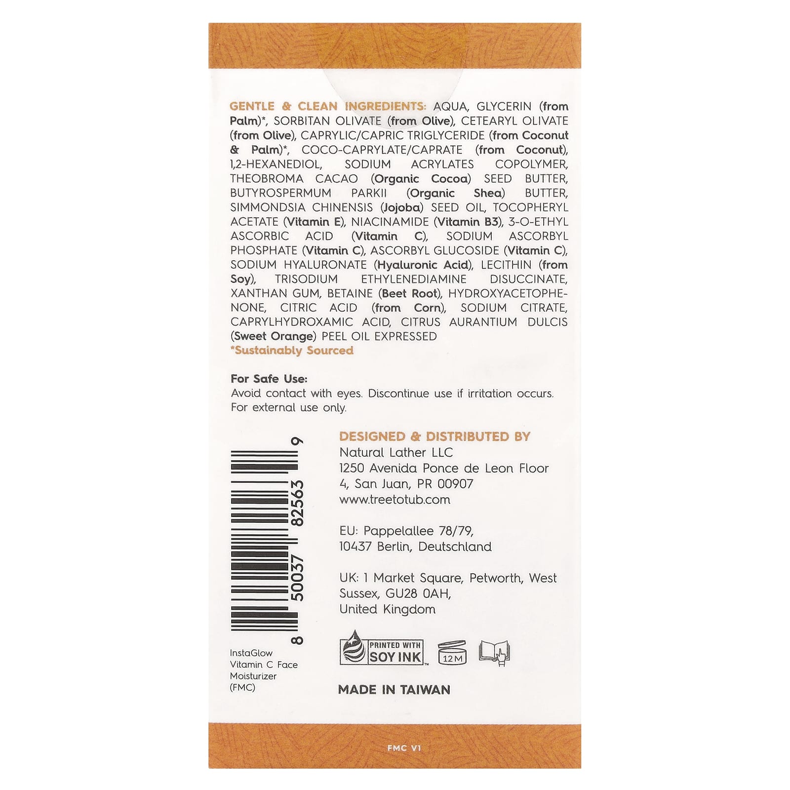 Tree To Tub, InstaGlow, увлажняющее средство для лица с витамином C, цитрусовый всплеск, 50 мл (1,7 жидк. Унции)