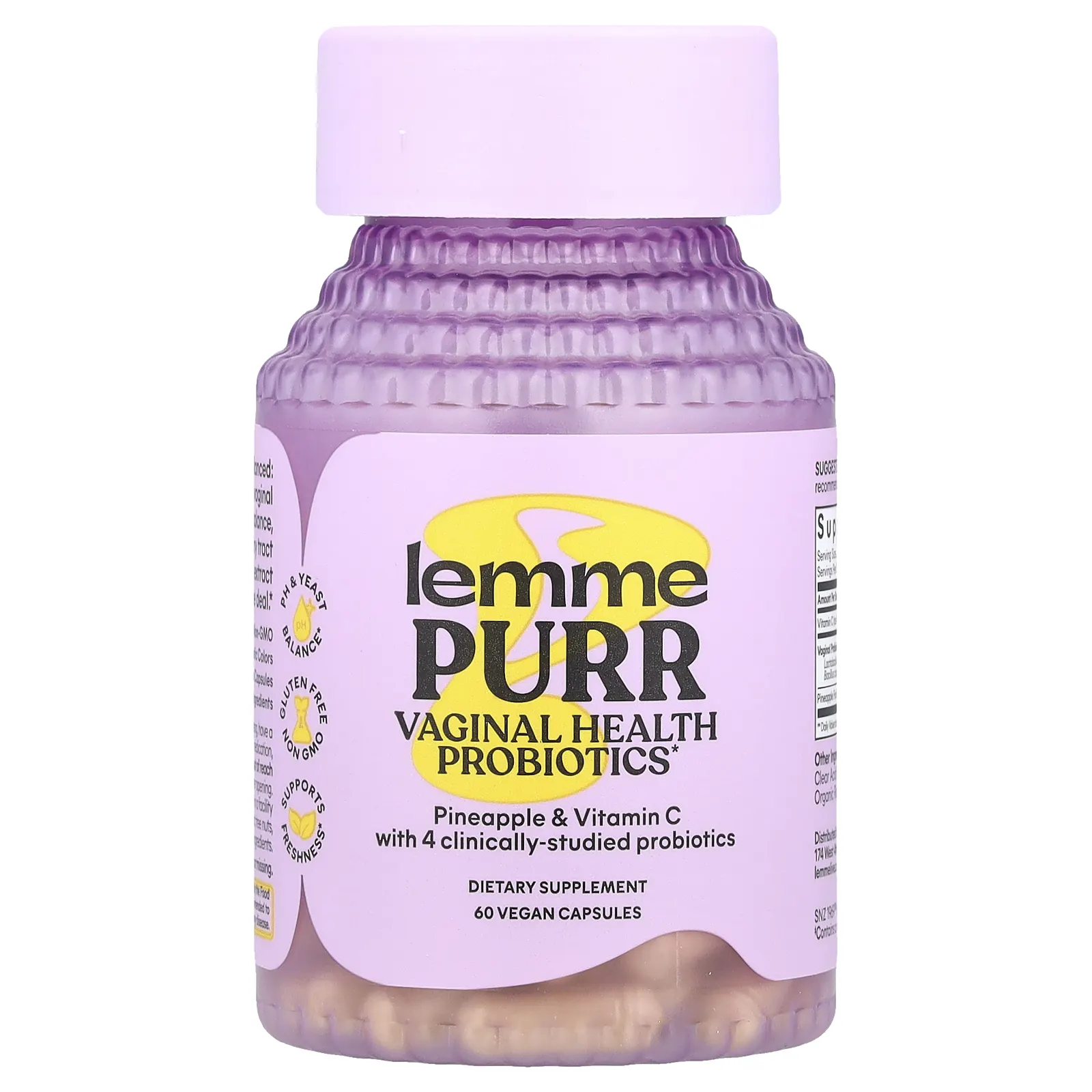 Lemme, Purr, пробиотики для здоровья влагалища, 60 веганских капсул