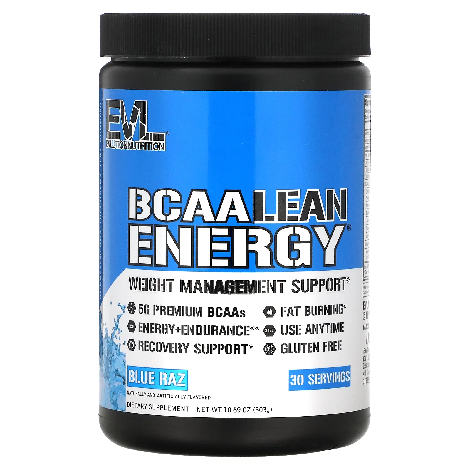 EVLution Nutrition, BCAA Lean Energy, со вкусом голубой малины, 303 г (10,69 унции)