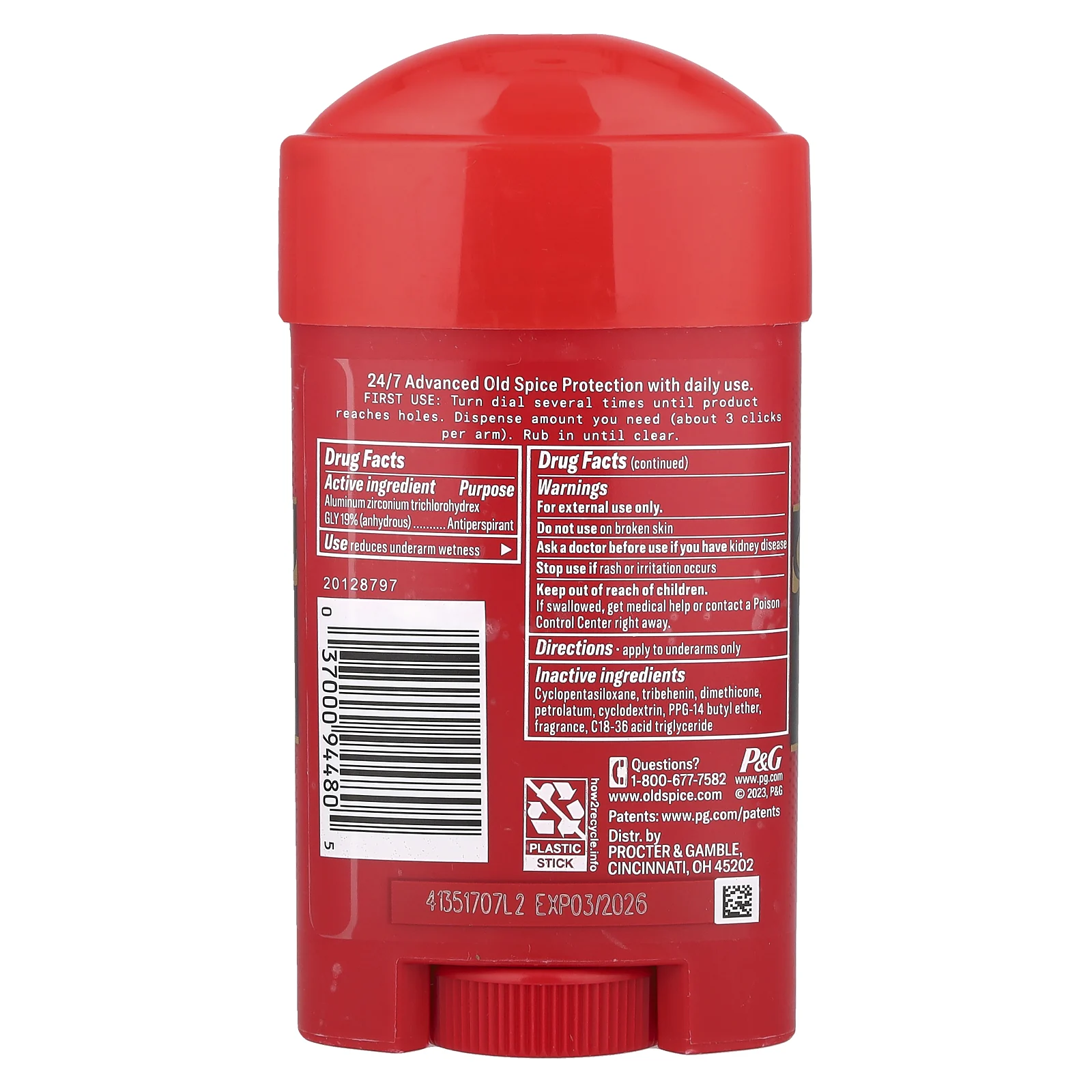 Old Spice, Дезодорант-антиперспирант для защиты от пота, мягкое твердое вещество, насыщенный вкус, 73 г (2,6 унции)