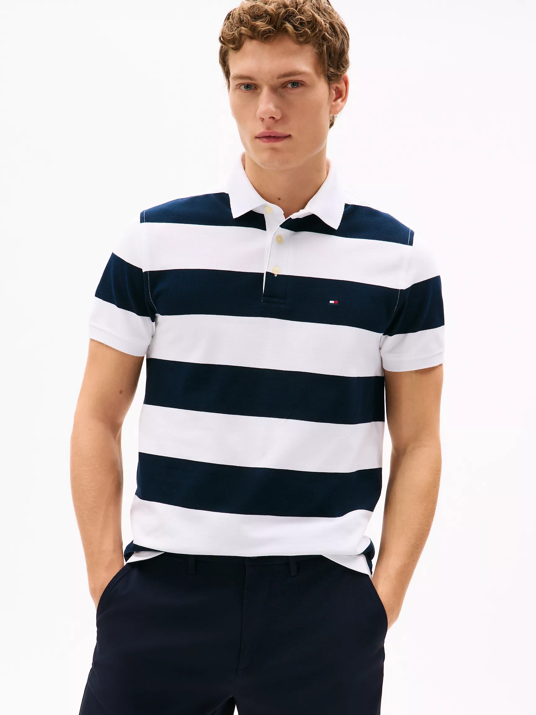Мужское поло Tommy Hilfiger, Приталенное поло в регбийную полоску