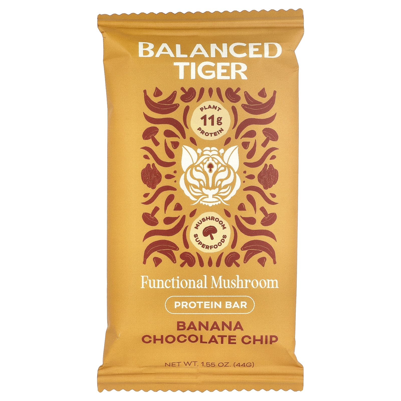 Balanced Tiger, протеиновый батончик, банан и шоколадная крошка, 12 шт. по 44 г (1,55 унции)