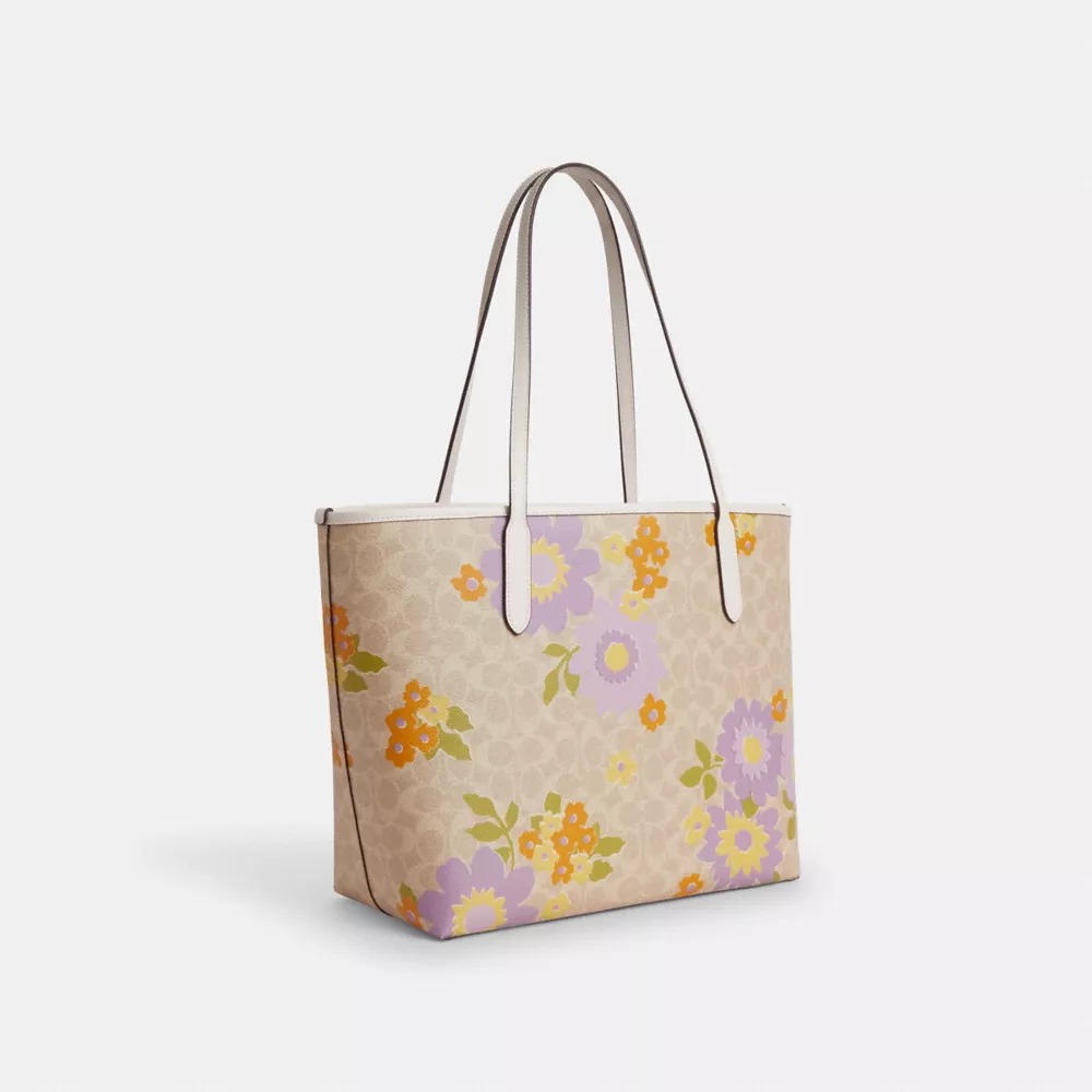Сумка COACH City Tote Bag In Signature Canvas With Floral Print
