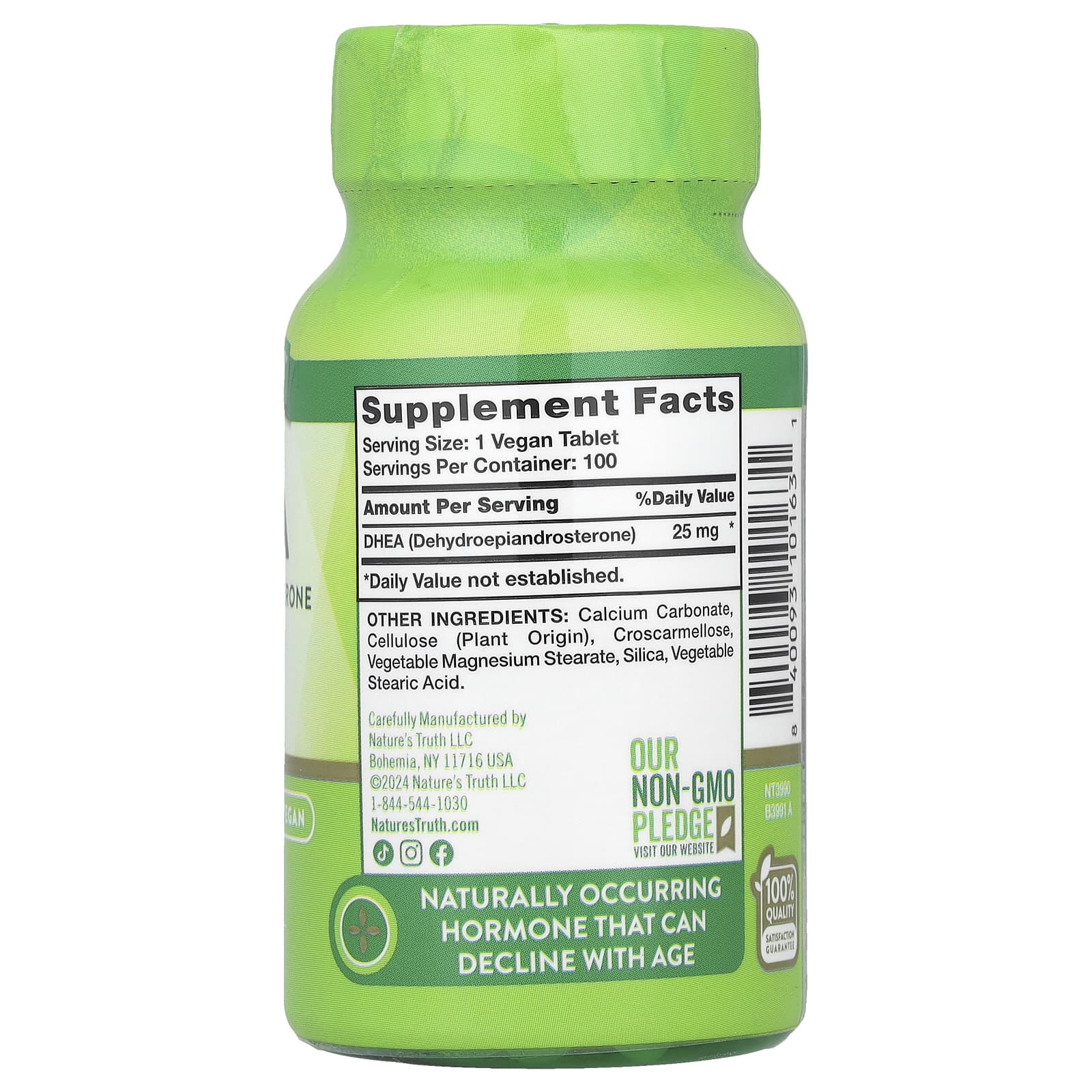 Nature's Truth, ДГЭА, 25 мг, 100 вегетарианских таблеток