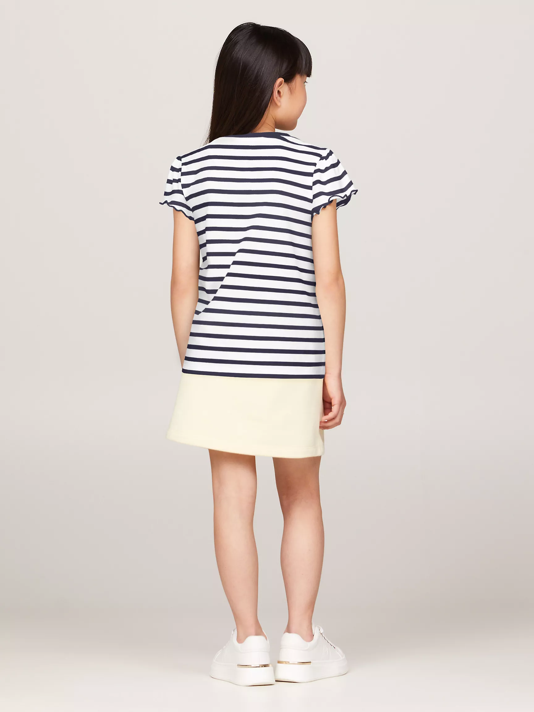 Футболка для девочек Tommy Hilfiger, Детская футболка в полоску с рукавами-воланами