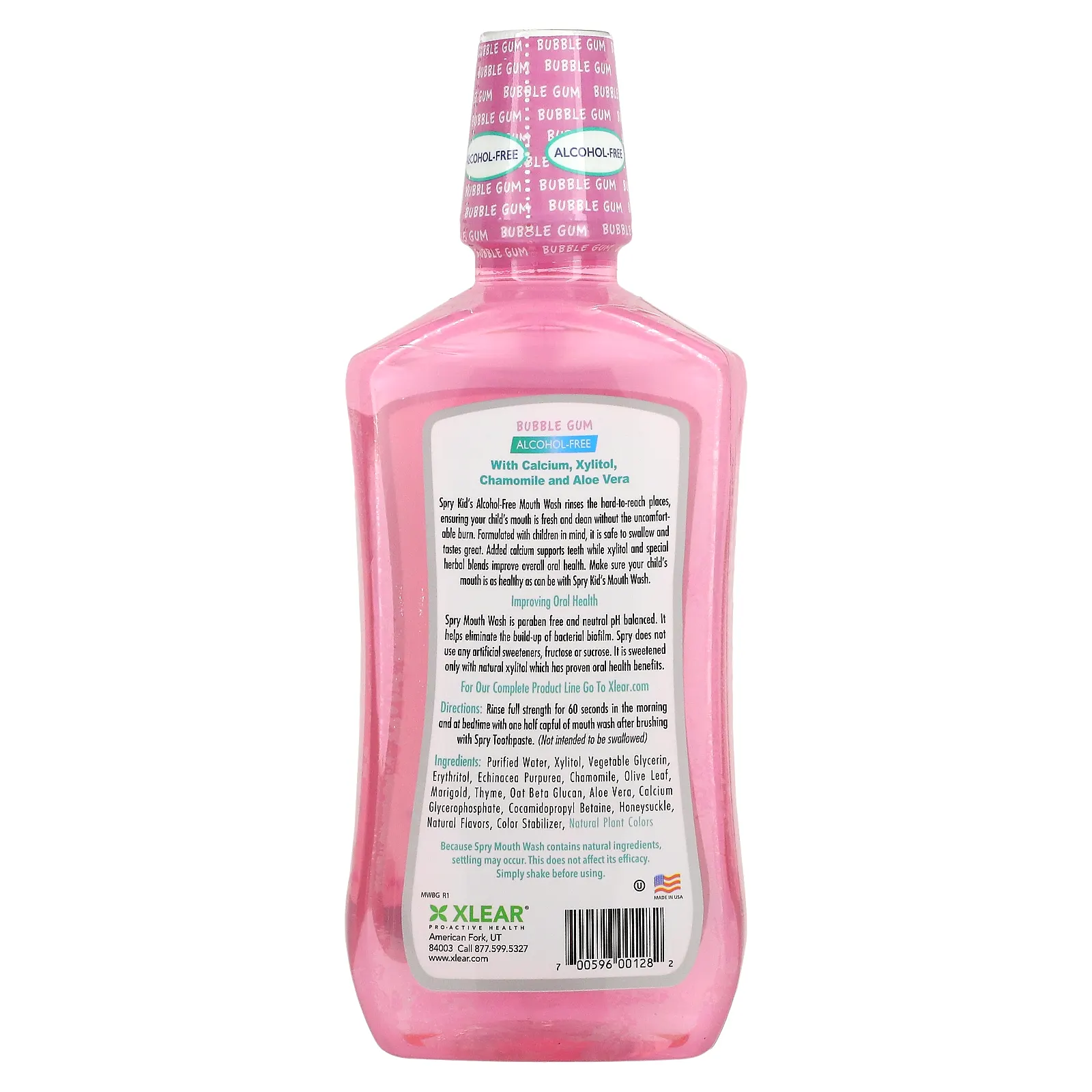 Xlear, Kid's Spry, детское средство для полоскания рта, поддерживает зубную эмаль, не содержит спирт, натуральная жевательная резинка, 473 мл (16 жидких унций)