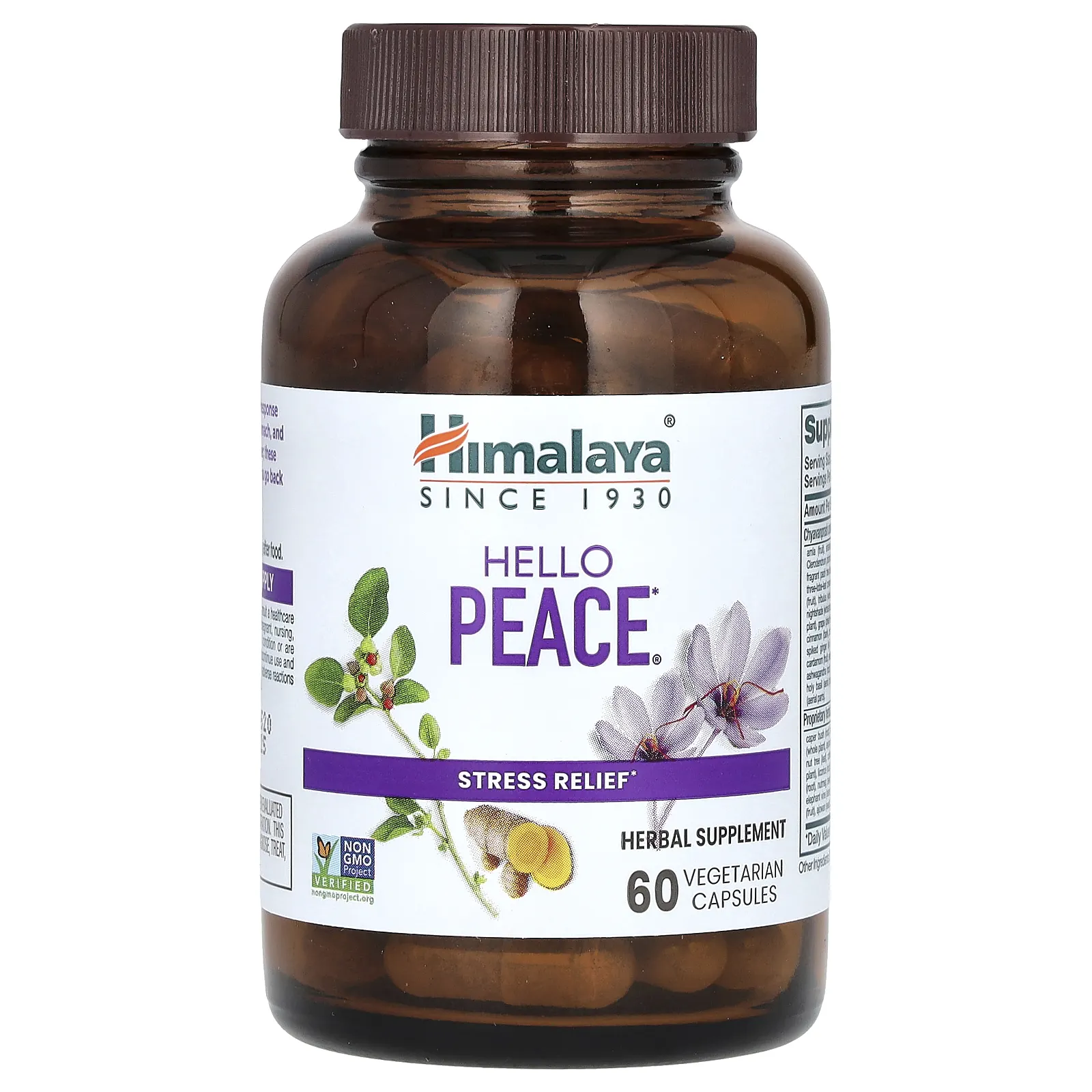 Himalaya, Hello Peace, средство для снятия стресса, 60 вегетарианских капсул