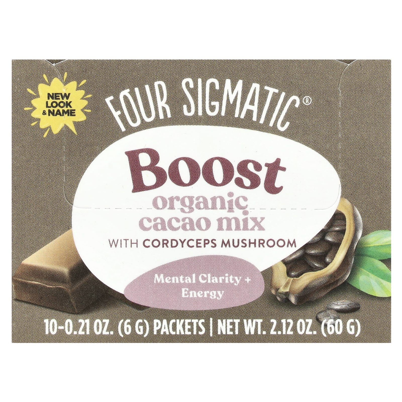 Four Sigmatic, Boost, органическая смесь для приготовления какао с грибом кордицепсом, 10 пакетиков по 6 г (0,21 унции)