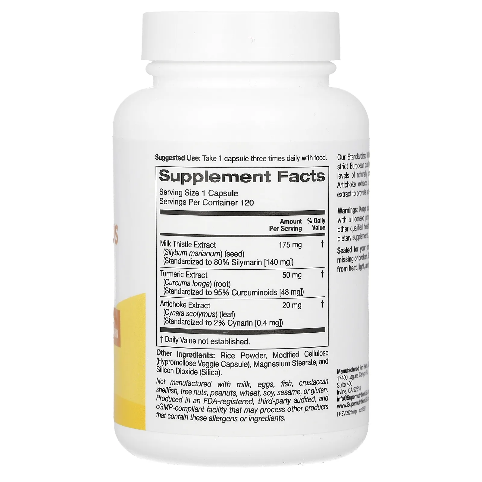 Super Nutrition, расторопша плюс, 175 мг, 120 растительных капсул