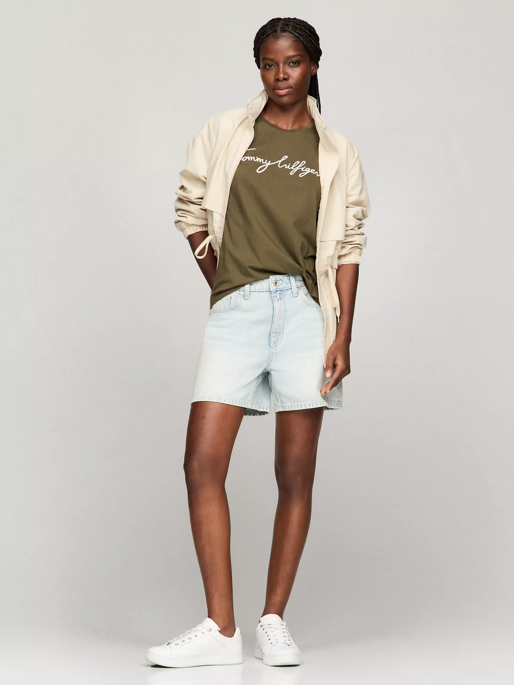Женская футболка Tommy Hilfiger, Фирменная футболка с круглым вырезом и вышивкой