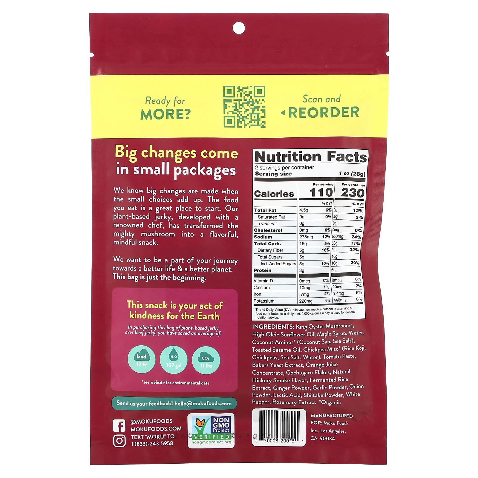 Moku, Растительное вяленое мясо, корейское барбекю, 56 г (2 унции)