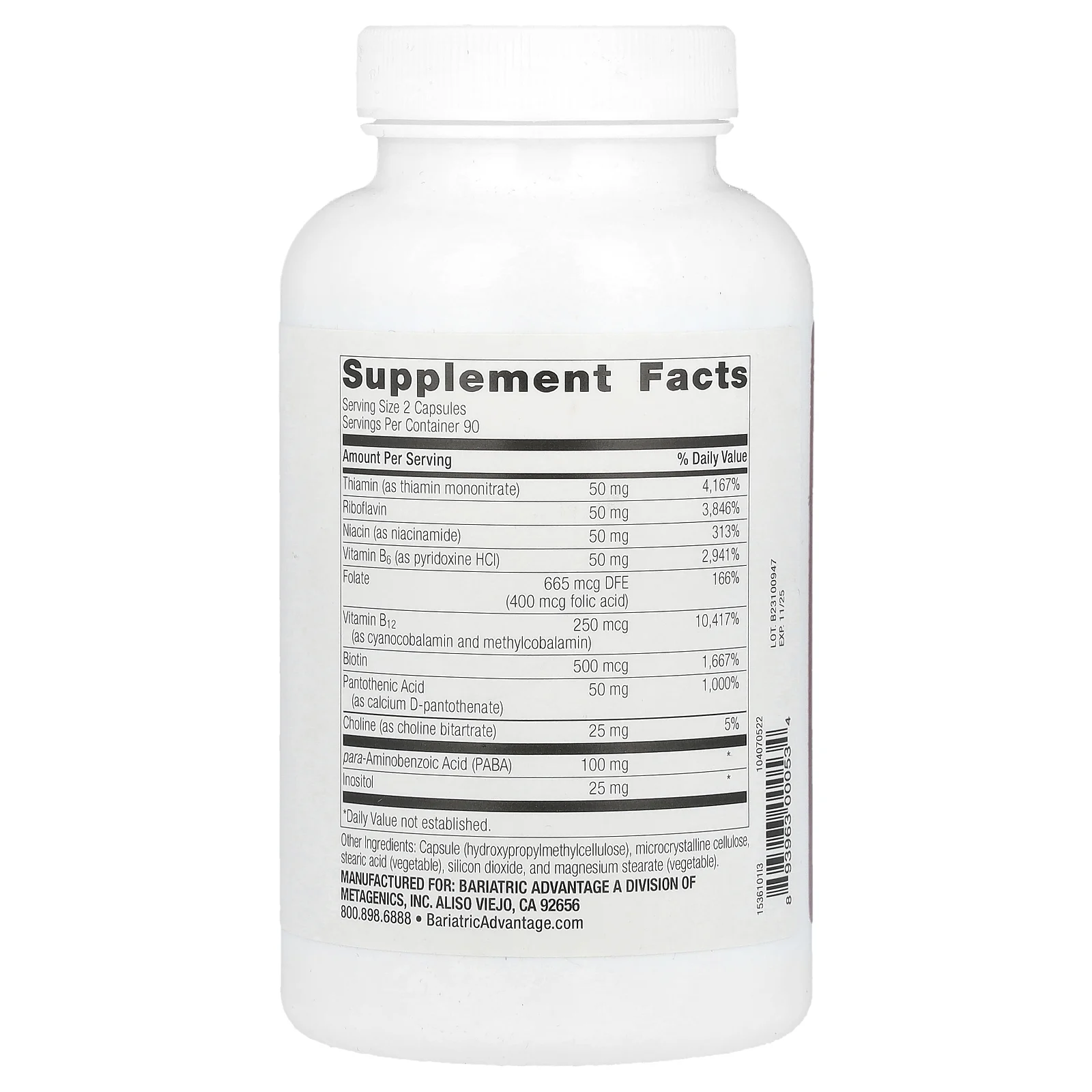 Bariatric Advantage, Комплекс витаминов B-50 с активным витамином B12`` 180 капсул
