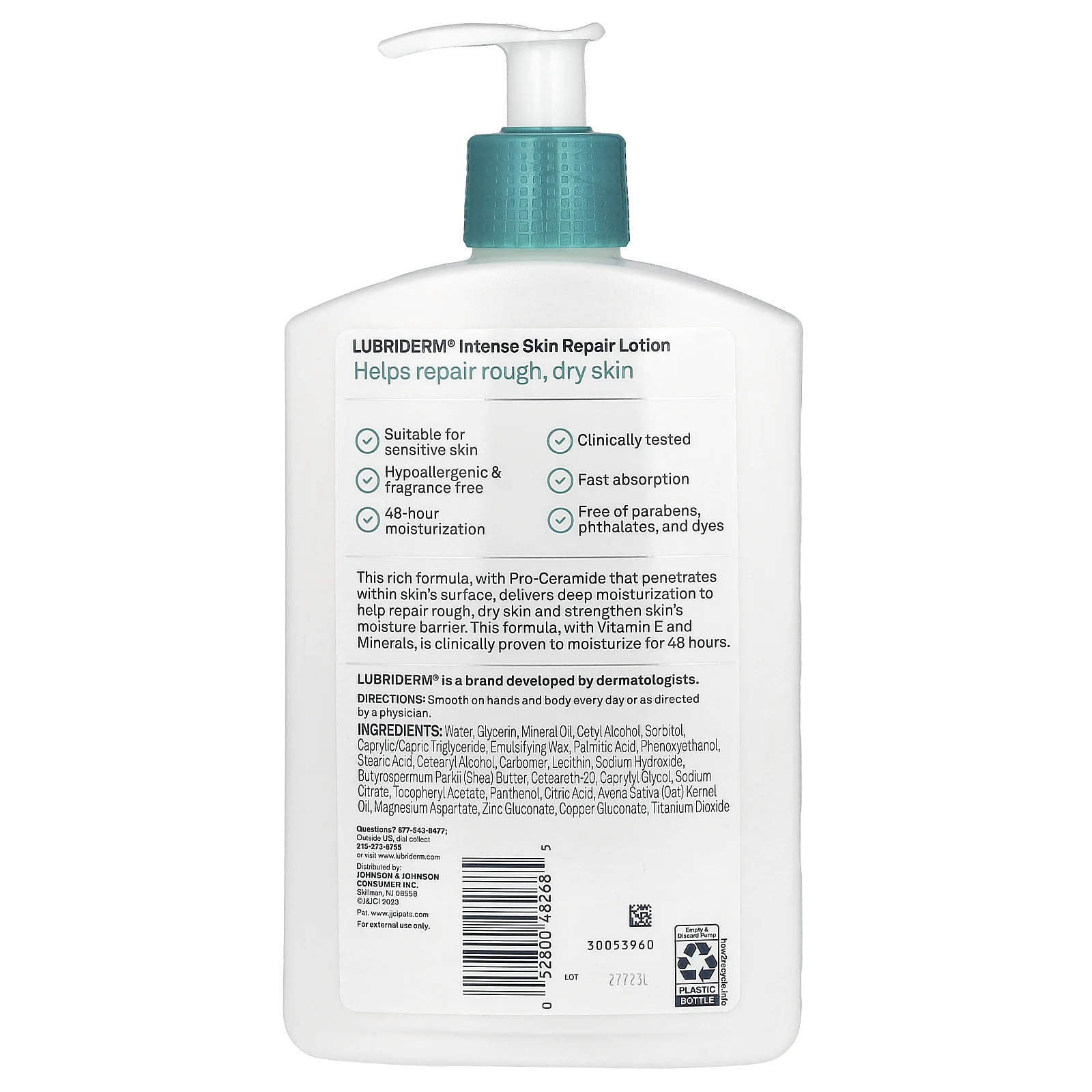 Lubriderm, интенсивный лосьон для восстановления кожи, без отдушки, 473 мл (16 жидк. унций)