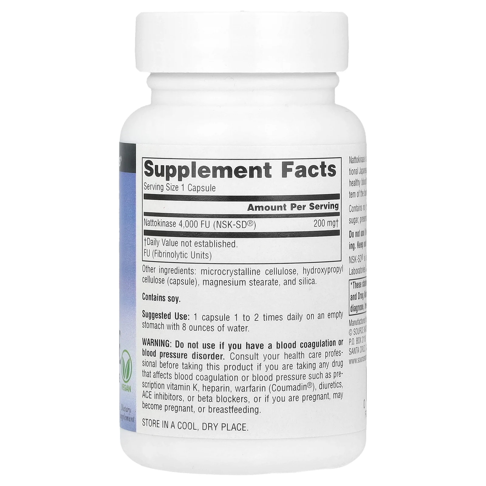 Source Naturals, NSK-SD®, наттокиназа, 200 мг, 60 веганских капсул