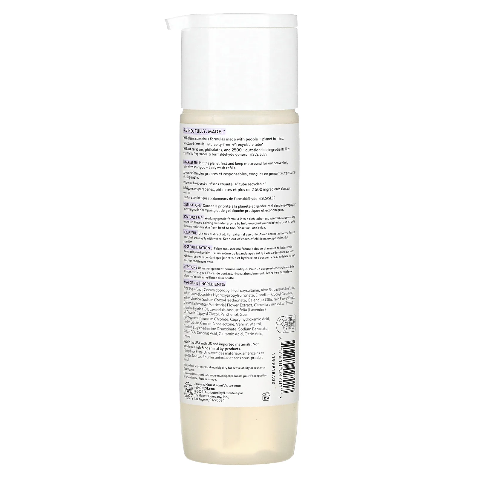 The Honest Company, Действительно успокаивающий шампунь + гель для душа, лаванда, 10,0 жидких унций (295 мл)