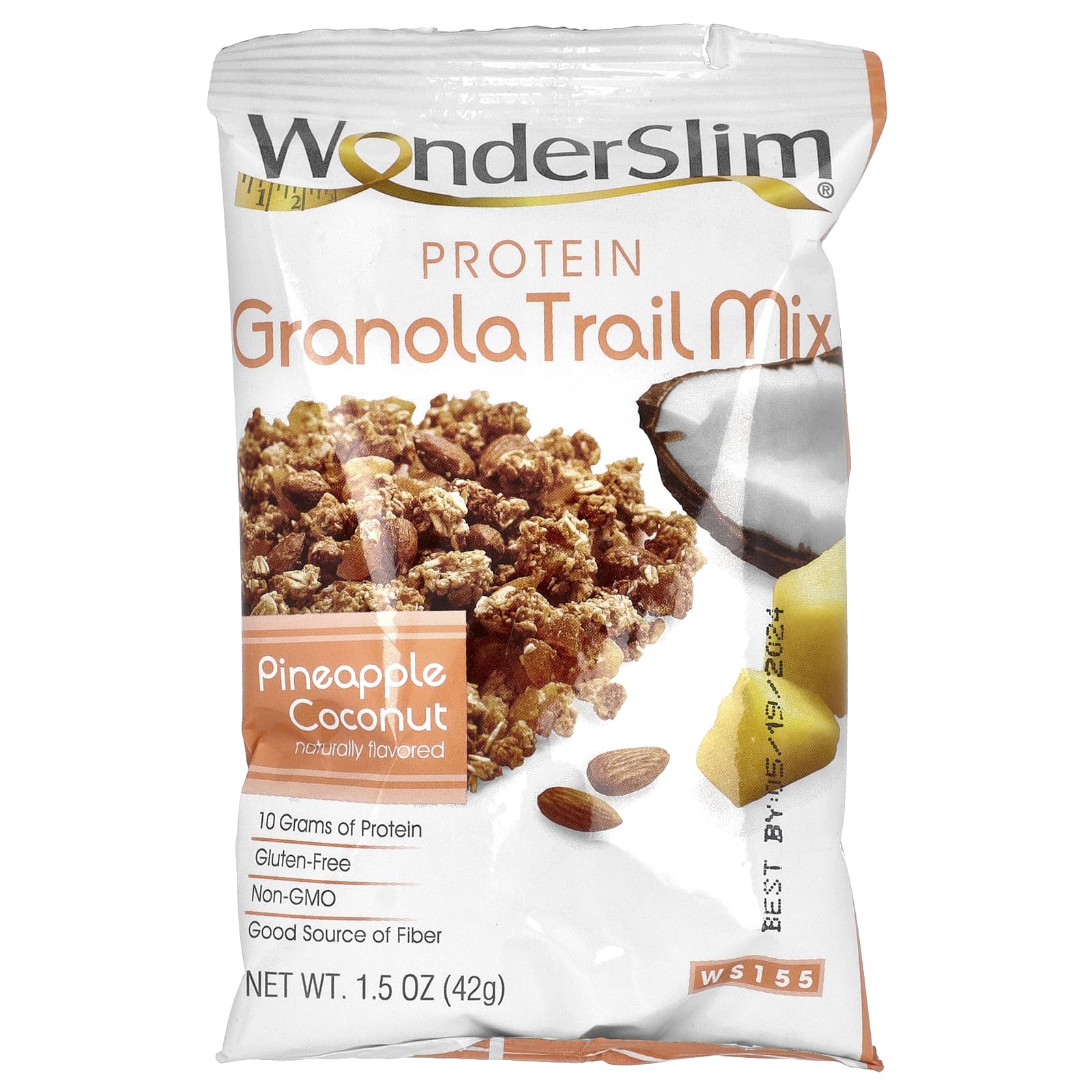 WonderSlim, протеиновая смесь для гранолы, ананас и кокос, 7 пакетиков по 42 г (1,5 унции)