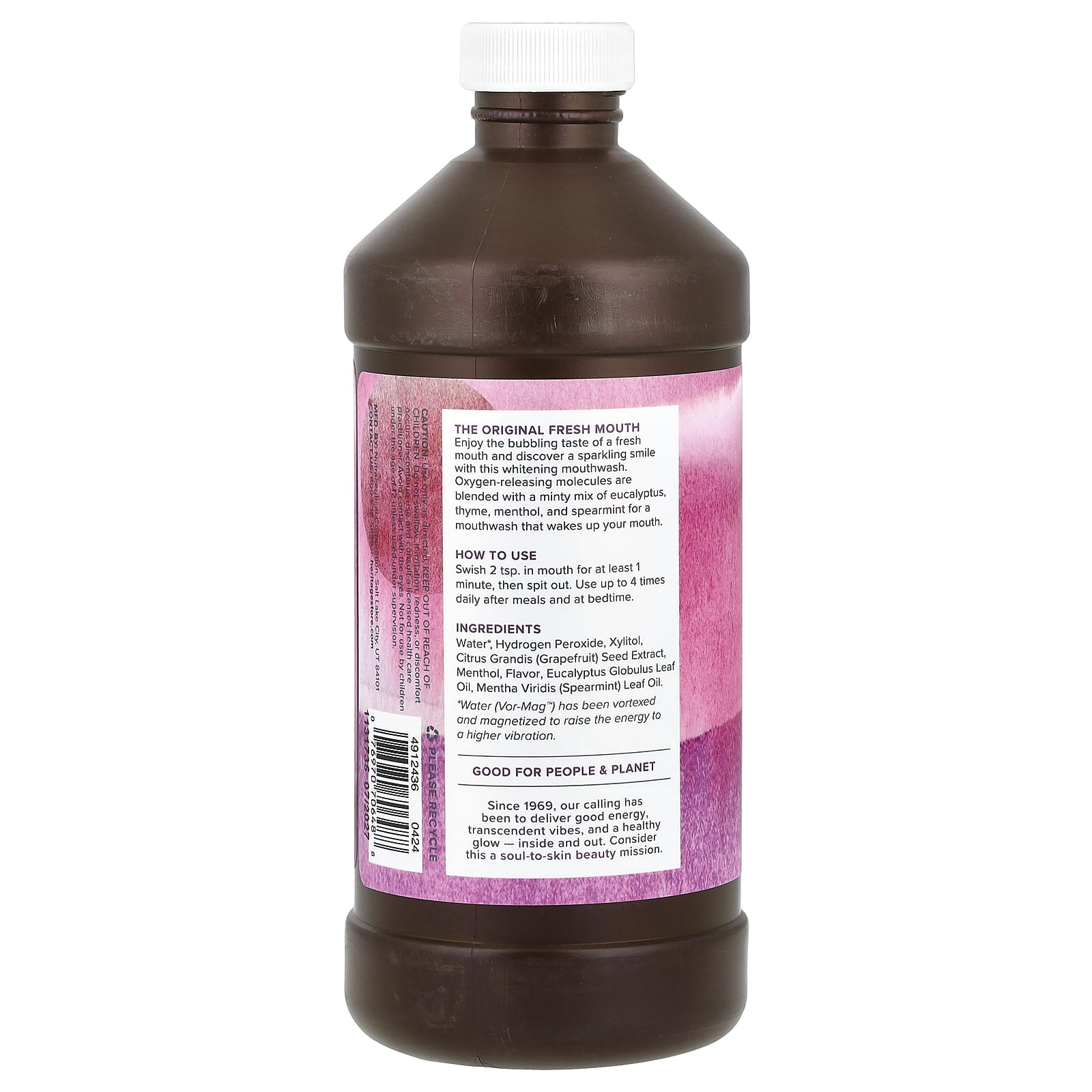 Heritage Store, HPM + White, ополаскиватель для рта с перекисью водорода, суперотбеливание, 480 мл