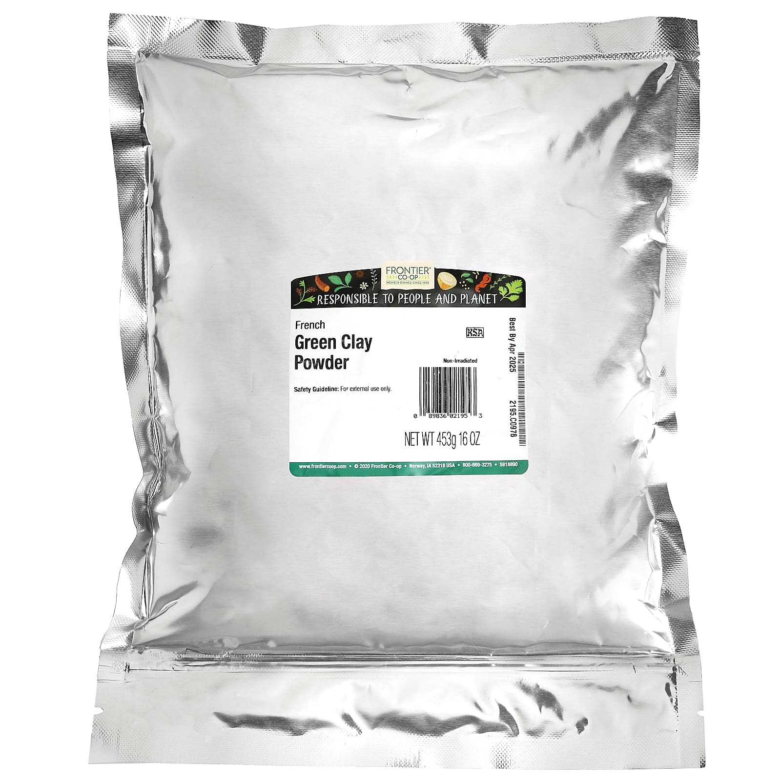 Frontier Co-op, French Green Clay Powder, 453 г