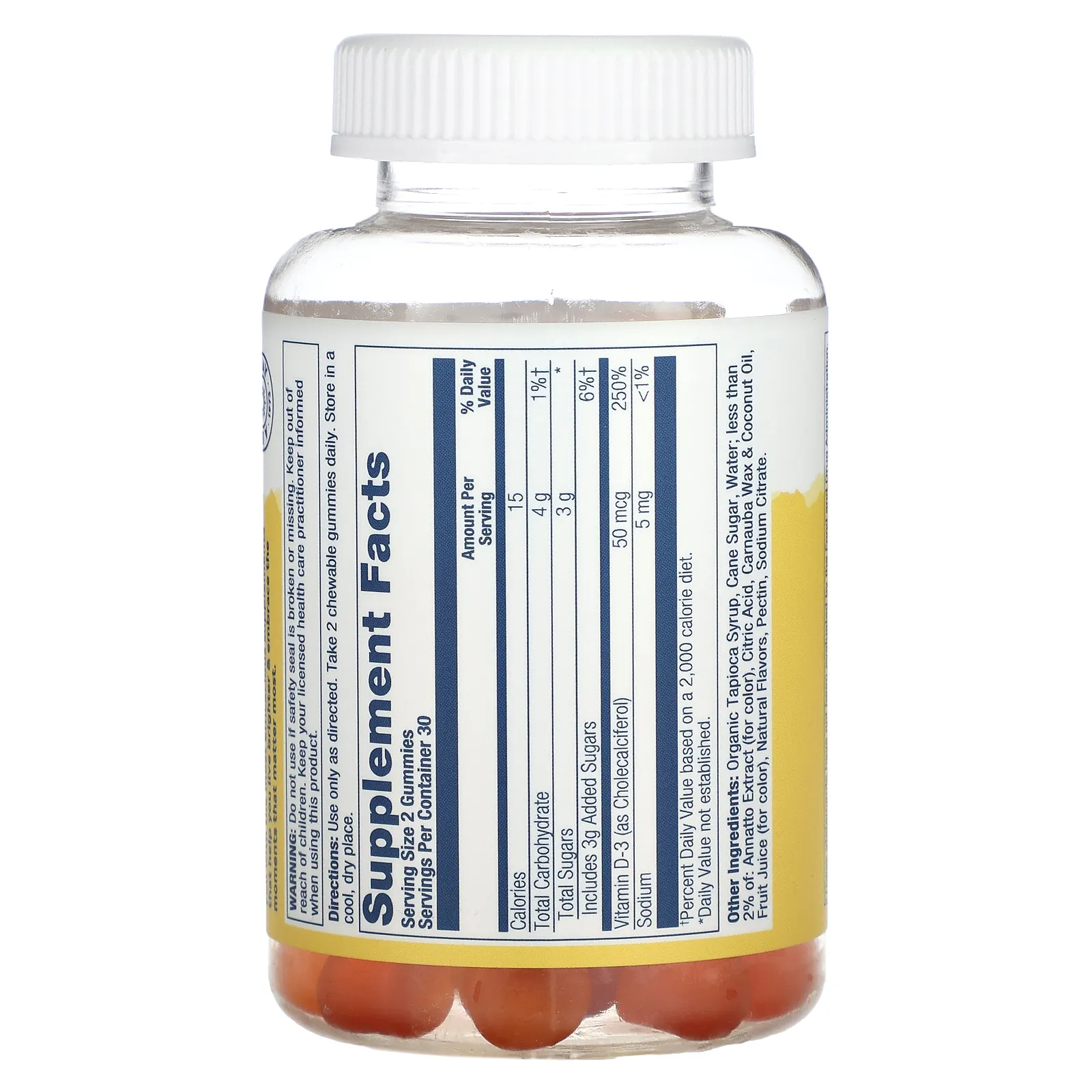 Solaray, жевательный витамин D3, со вкусом натурального персика, манго и клубники, 2000 МЕ, 60 жевательных таблеток (1000 МЕ в 1 жевательной таблетке)