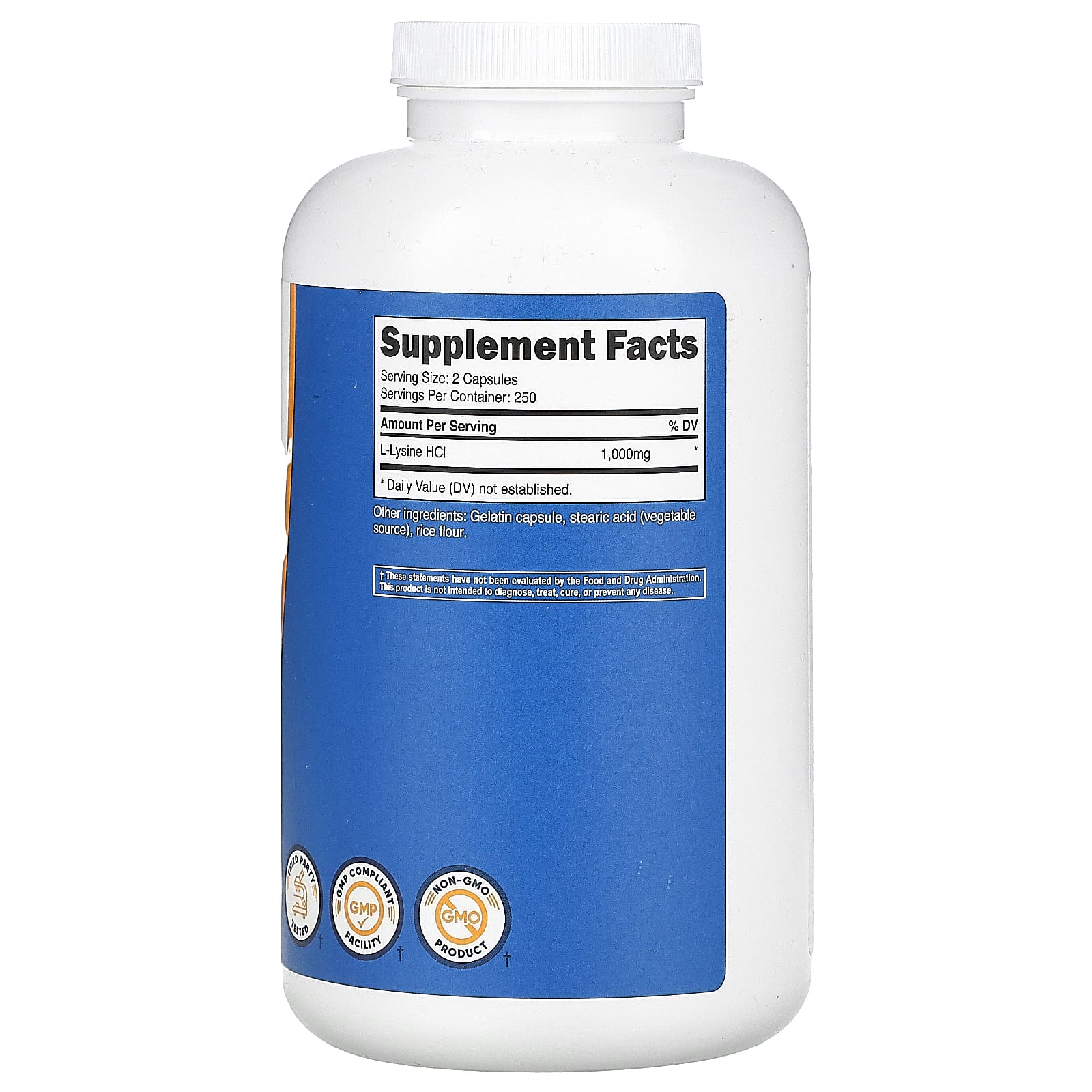 Nutricost, L-лизин, 1000 мг, 500 капсул (500 мг в 1 капсуле)