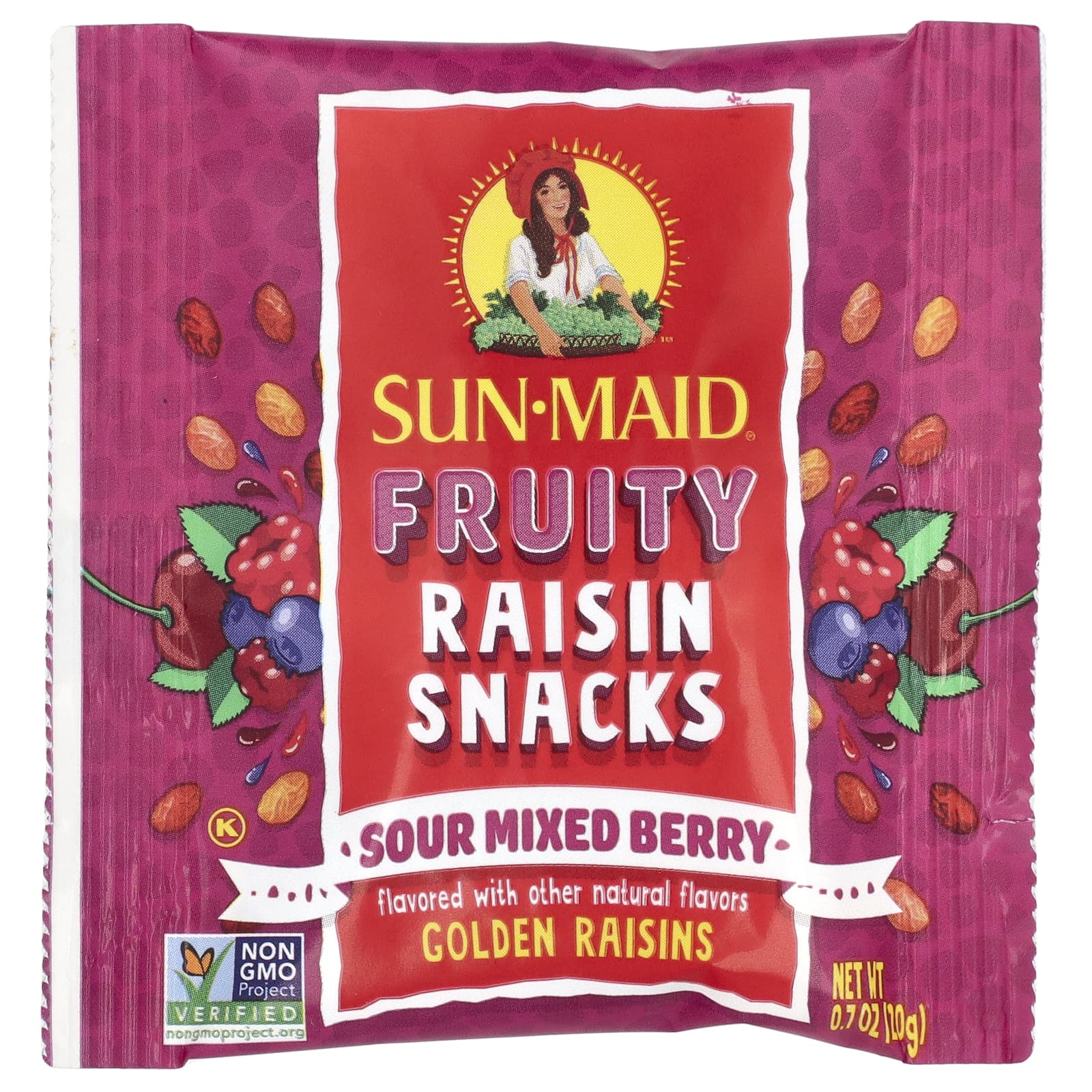 Sun-Maid, Fruity Raisin Snacks, кисло-ягодное ассорти, 7 пакетиков по 20 г (0,7 унции)