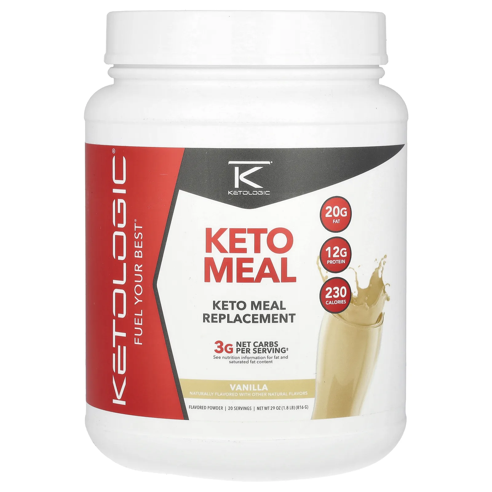 KetoLogic, KetoMeal, заменитель еды, ваниль, 700 г (24,7 унции)