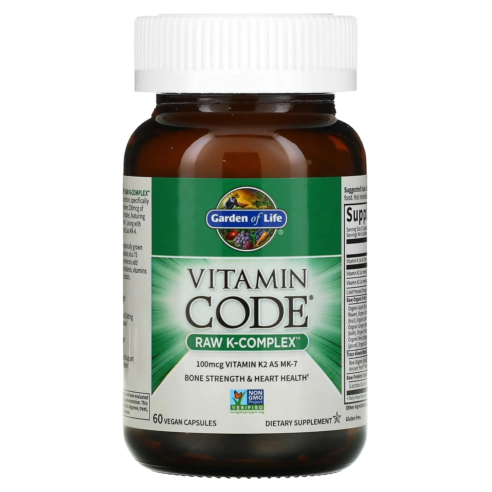 Garden of Life, Vitamin Code, Raw K-Complex, комплекс витаминов K, 60 веганских капсул