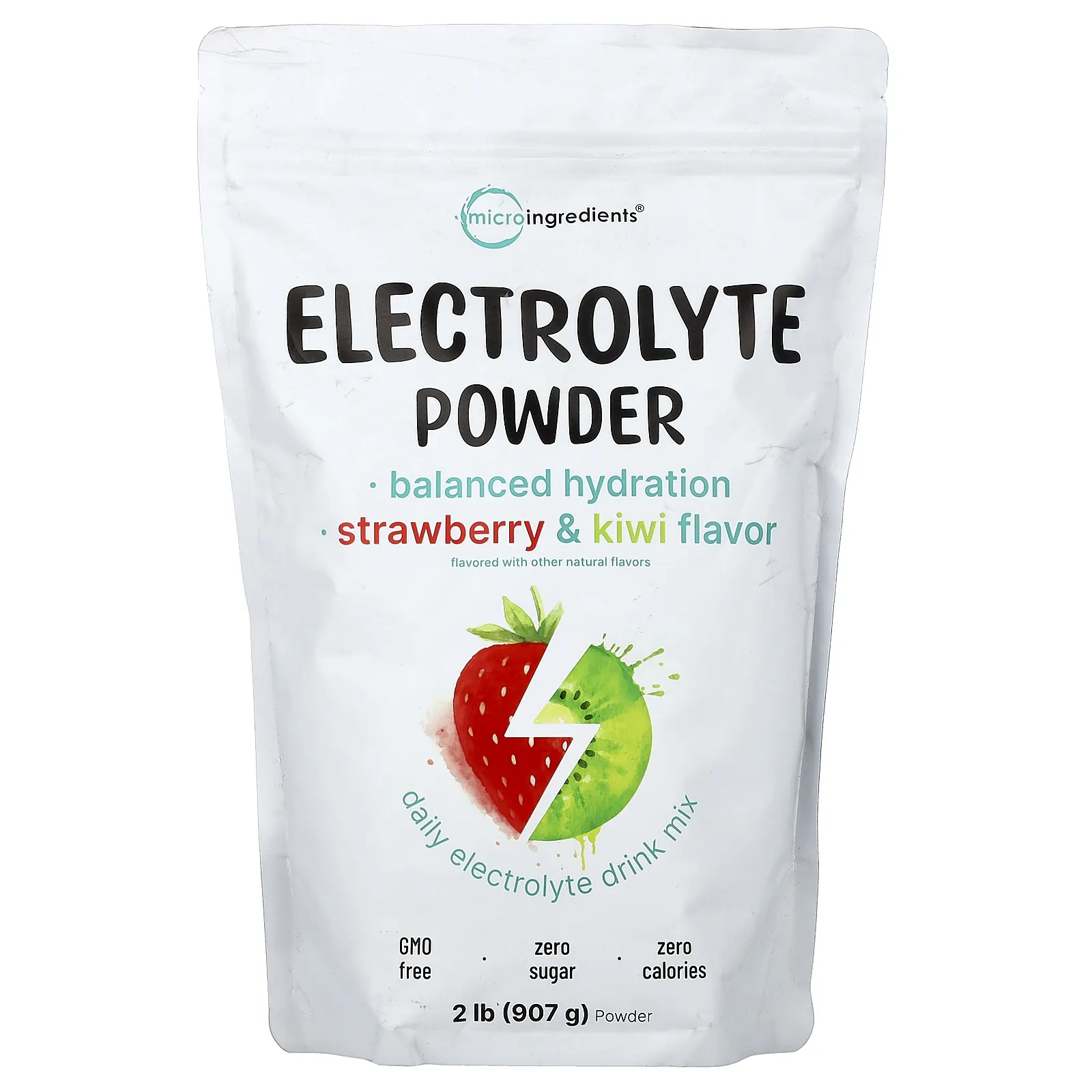 Micro Ingredients, электролитный напиток в порошке, со вкусом клубники и киви, 907 г (2 фунта)