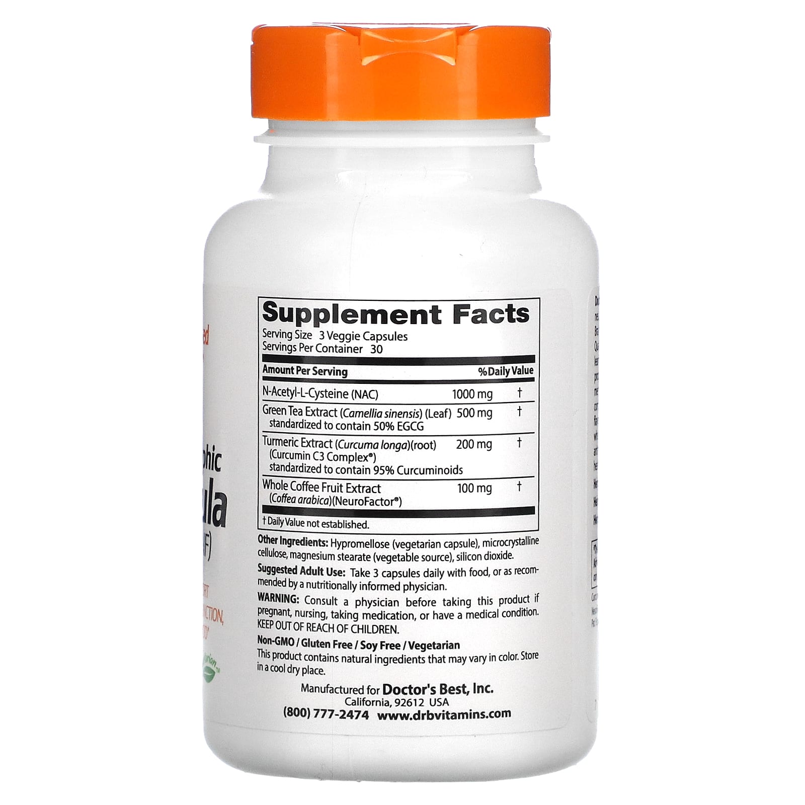 Doctor's Best, Neurotrophic Brain Fomrula, добавка для поддержки мозга, 90 вегетарианских капсул