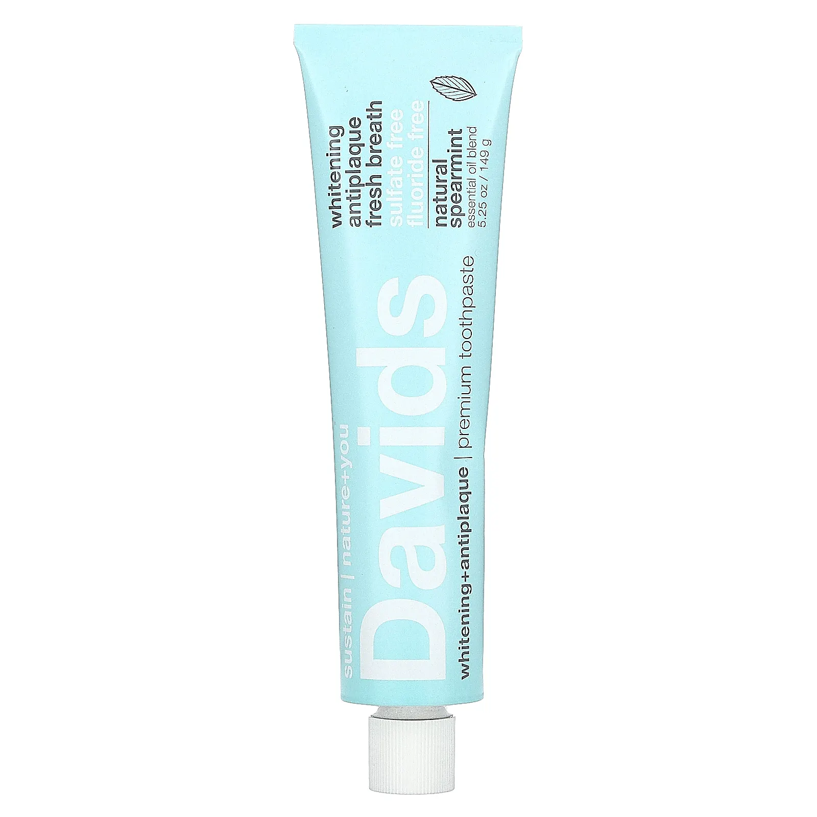 Davids Natural Toothpaste, Зубная паста премиум-класса, отбеливающая + защита от зубного налета, натуральная мята, 149 г (5,25 унции)