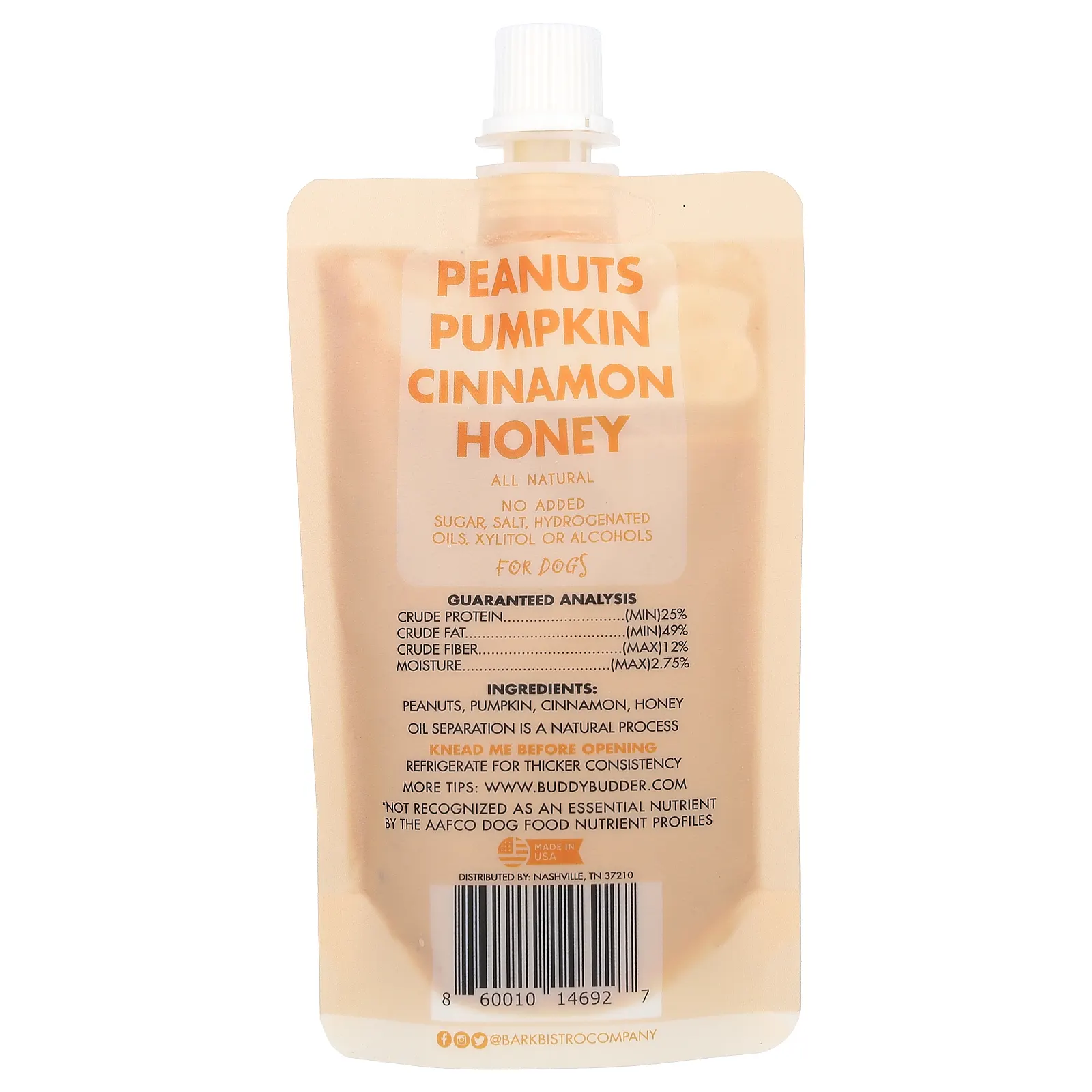 Bark Bistro, Pumpkin Pup Buddy, ягоды, для собак, арахисовое масло, 113 г (40 унций)