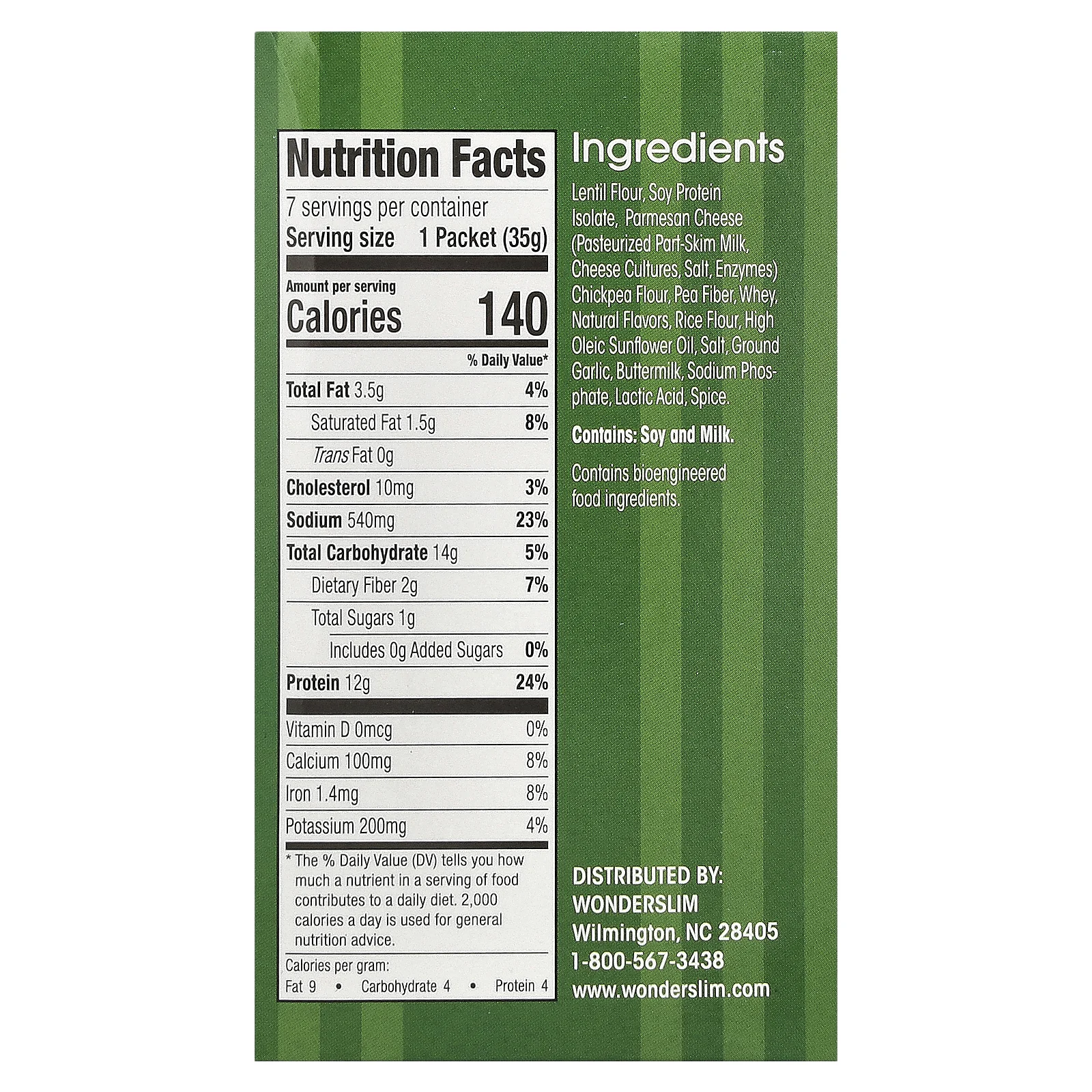 WonderSlim, протеиновый рис, ризотто с сыром, 7 пакетиков по 35 г (1,2 унции)