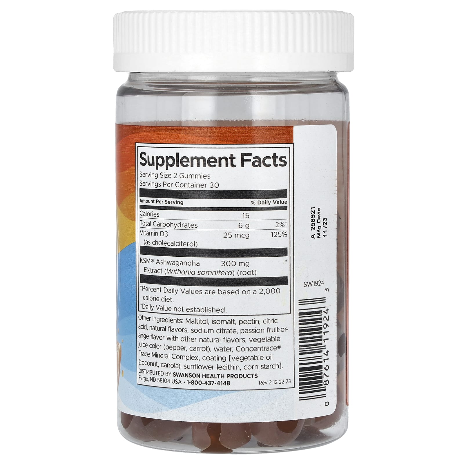 Swanson, Ашваганда и витамин D, маракуйя и апельсин, 60 жевательных таблеток