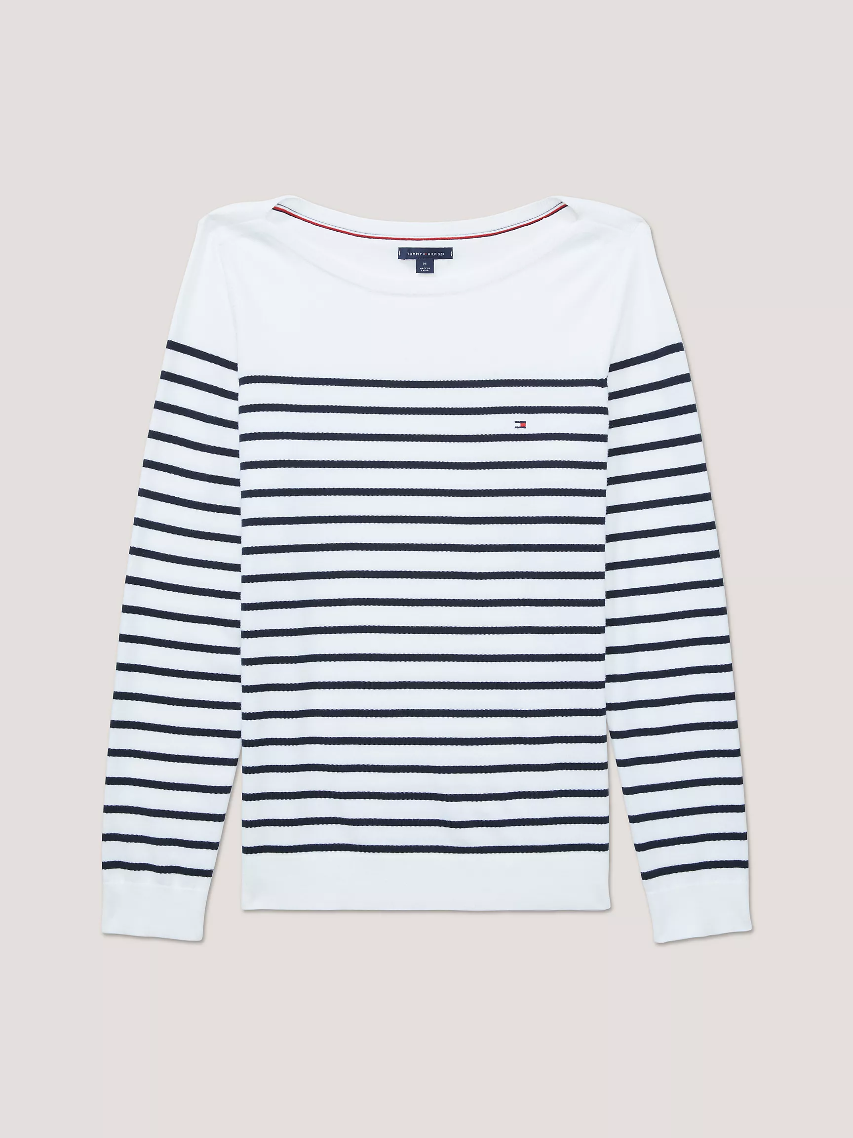 Женский свитер Tommy Hilfiger, Полосатый свитер с вырезом "лодочка"