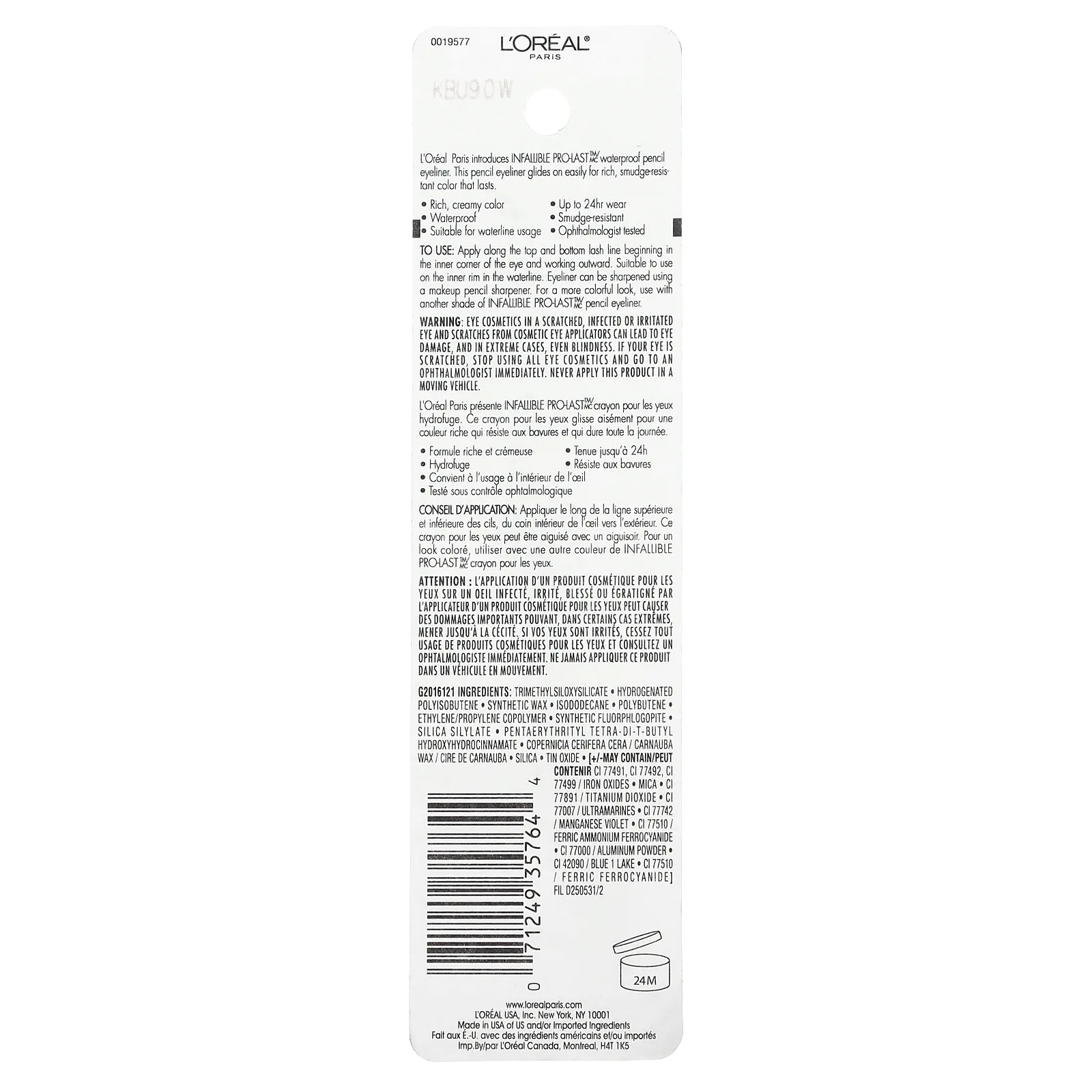 L'Oréal, Infallible Pro-Last ™, водостойкий карандаш для глаз, кобальтовый синий 960 пробы, 1,2 г (0,042 унции)