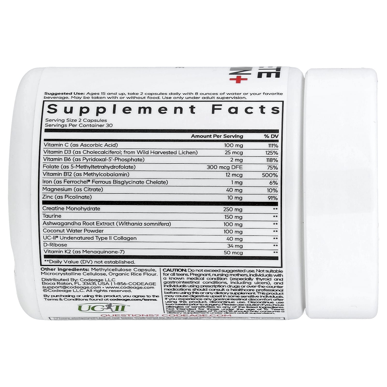 Codeage, Sport, мультивитамины для подростков, 60 растительных капсул