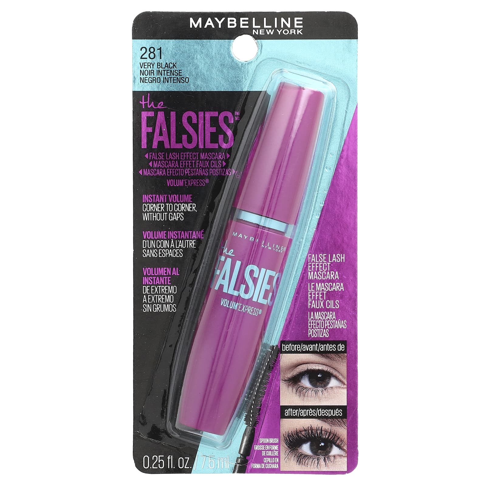 Maybelline, The Falsies™, Volume Express®, оттенок 281 насыщенный черный, 7,5 мл (0,25 жидк. унции)
