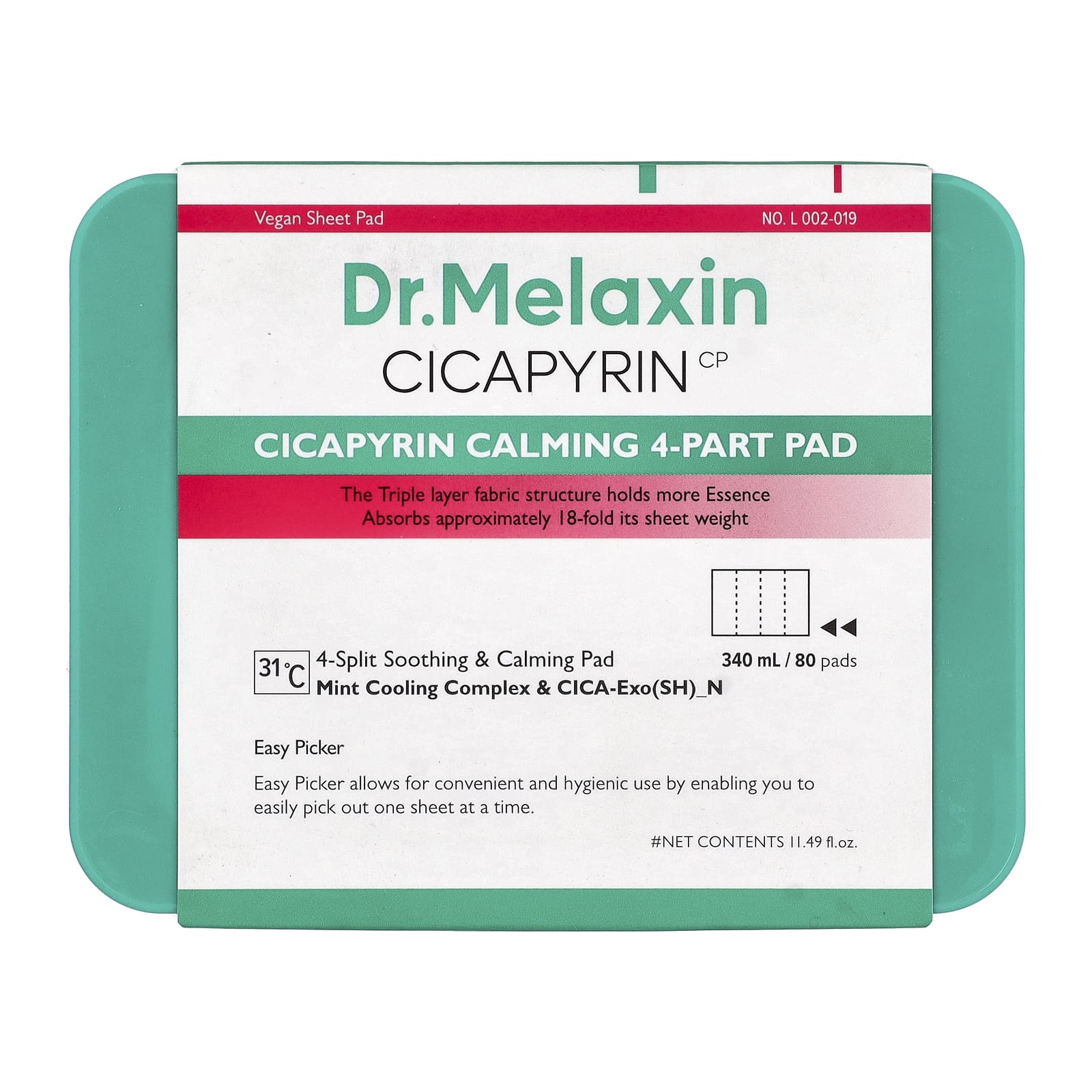 Dr.Melaxin, Cicapyrin Calming Pad, 4 части, 80 тампонов