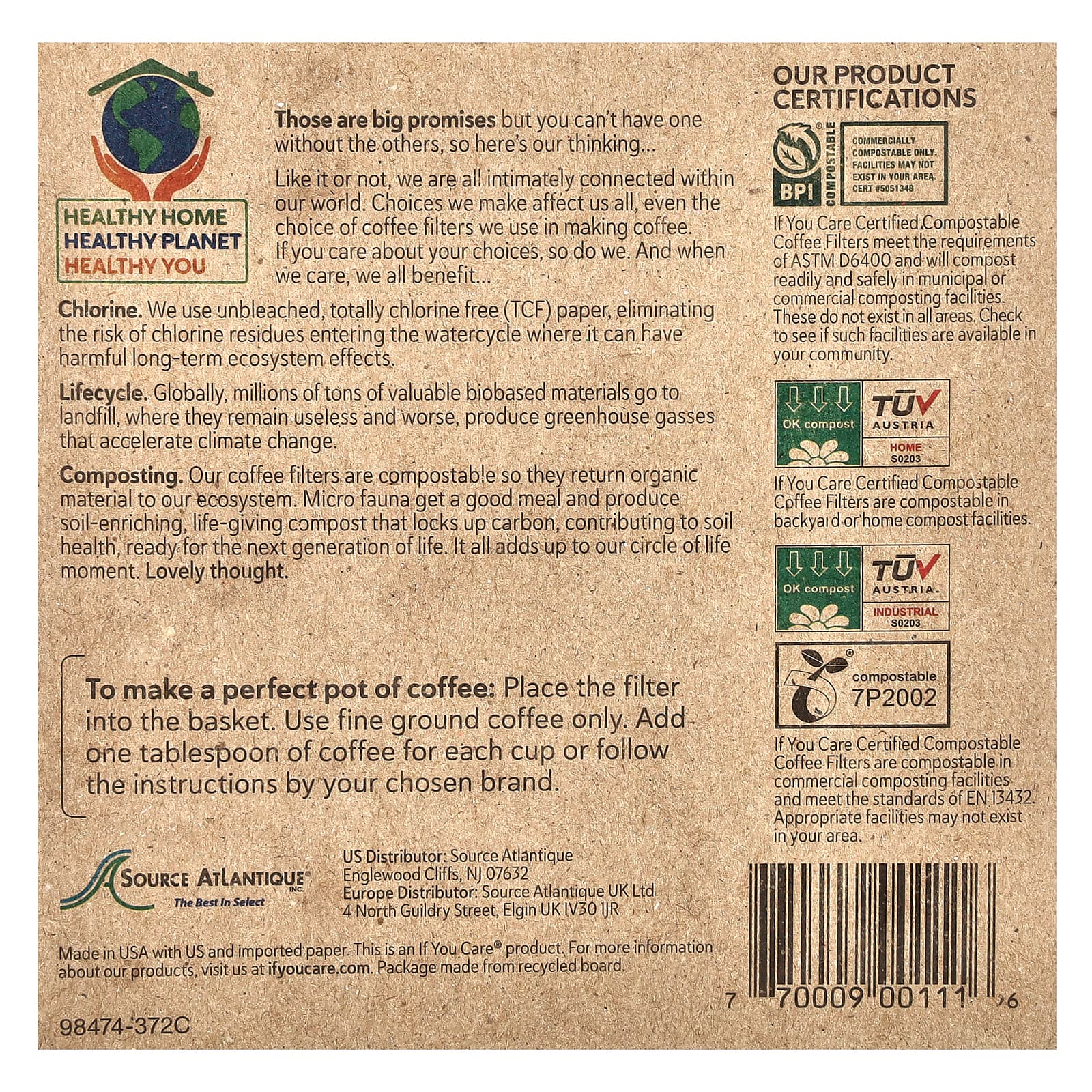 If You Care, Фильтры для кофеварок, 100 фильтров