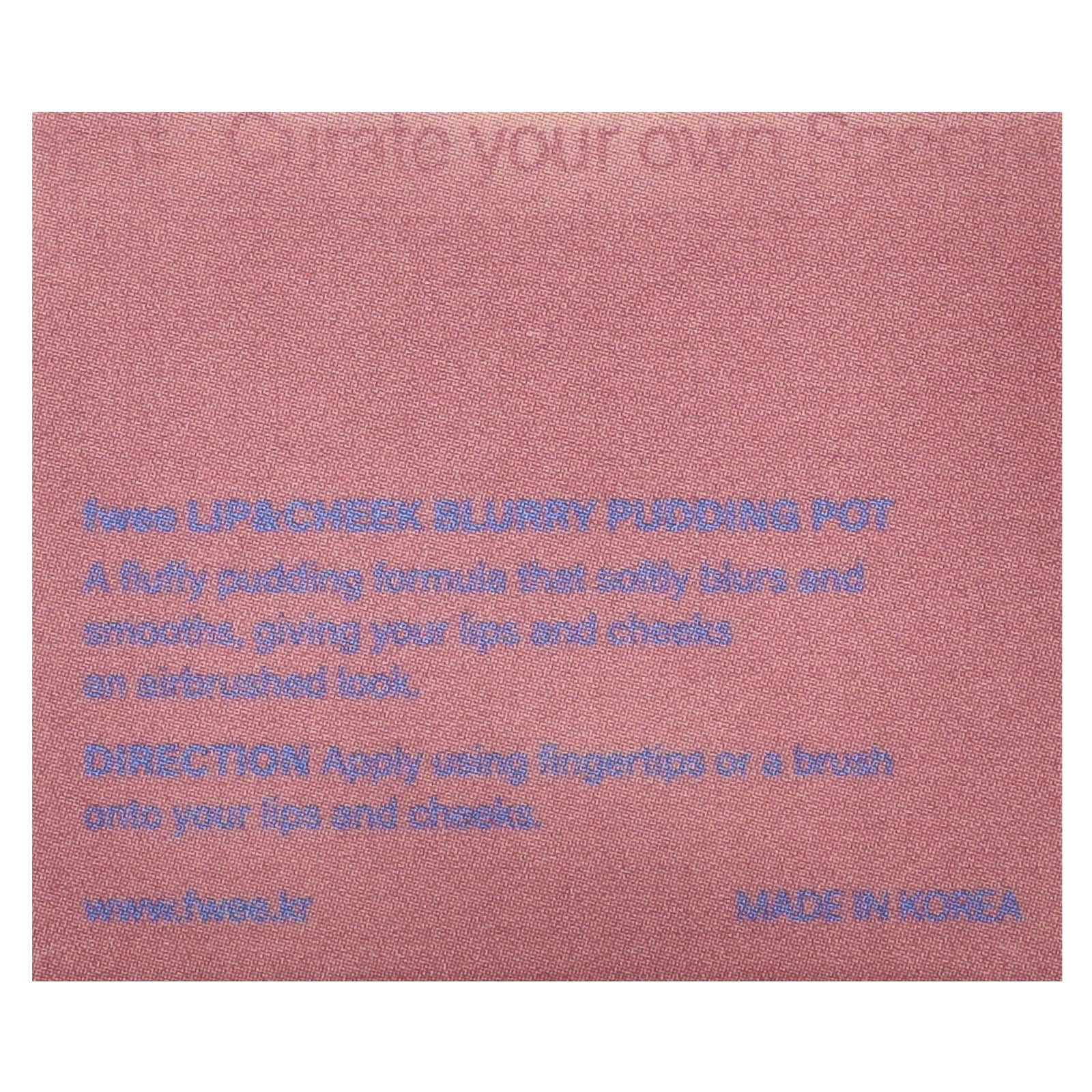 fwee, Lip & Cheek Blurry Pudding Pot, RS02 Lyrics, 5 г (0,17 унции)