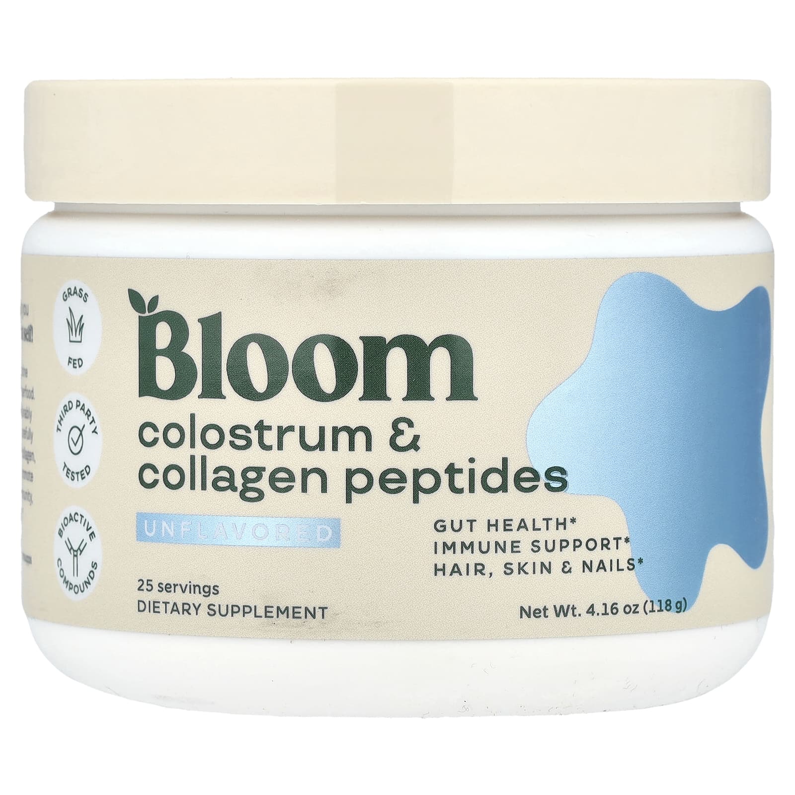Bloom, Пептиды молозива и коллагена, без добавок, 118 г (4,16 унции)