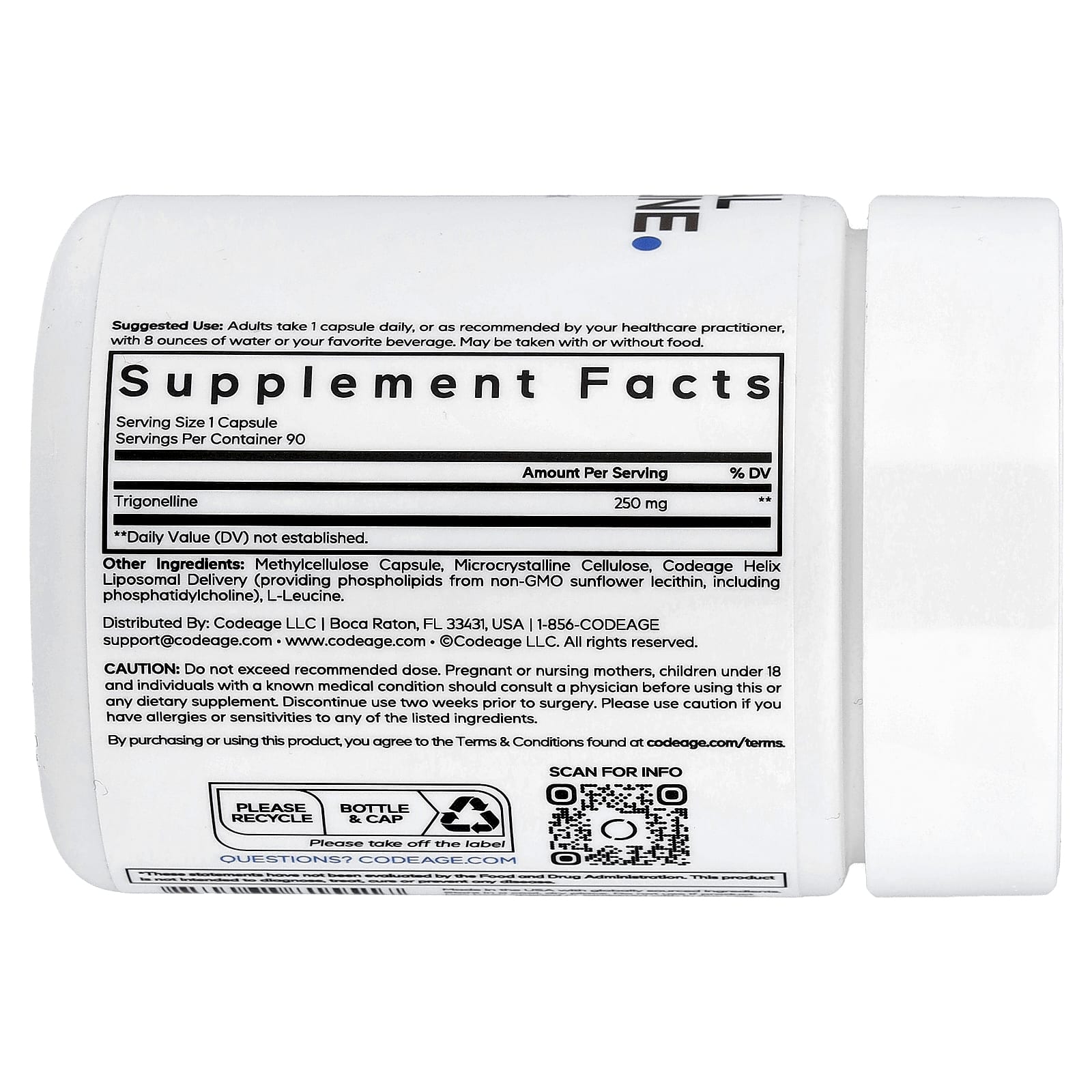 Codeage, Liposomal Trigonelline, 90 растительных капсул