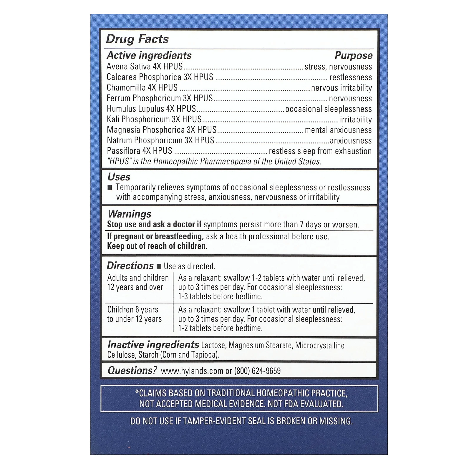 Hyland's Naturals, Calms Forté, средство для улучшения качества сна, 50 таблеток