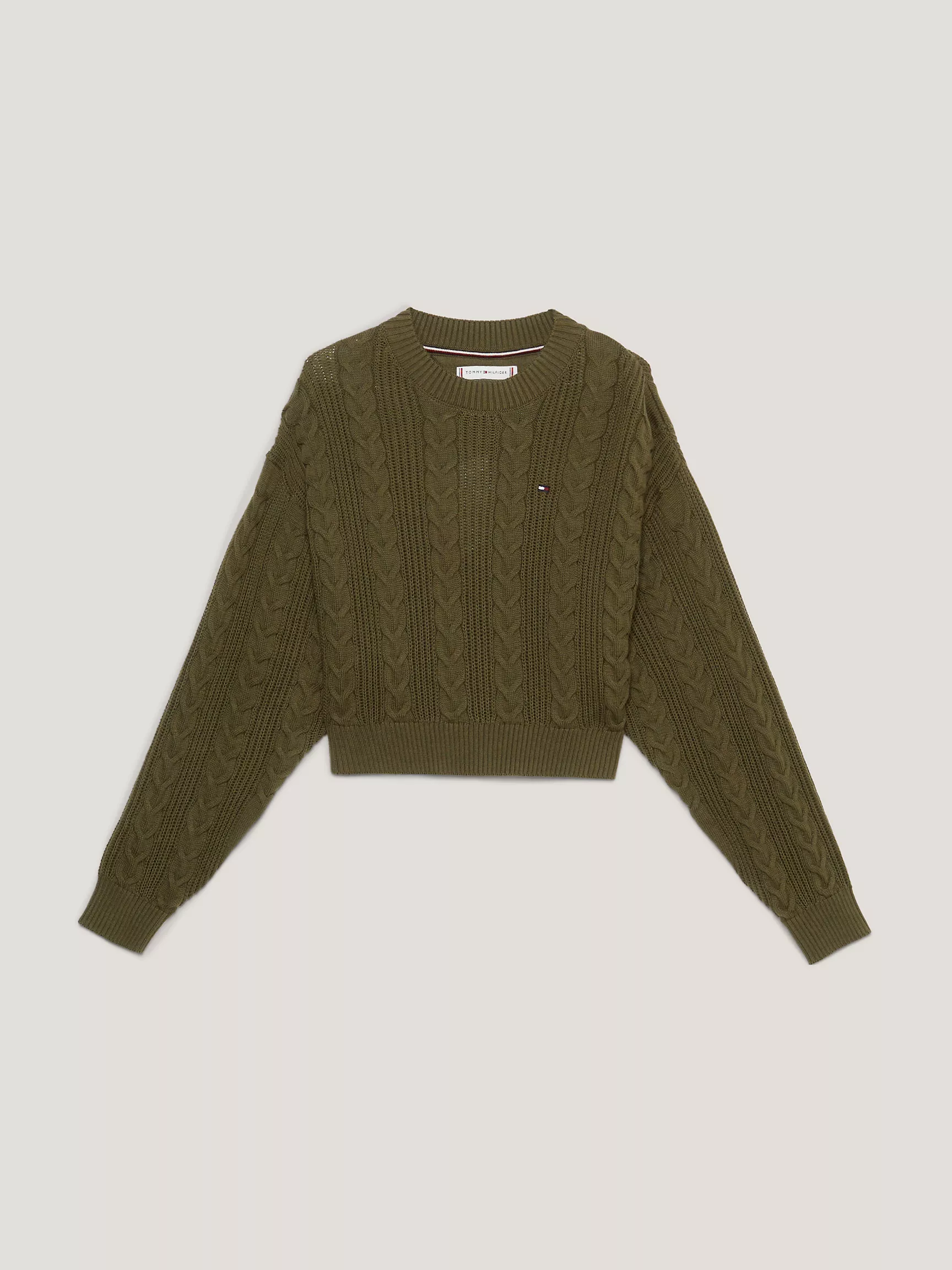 Свитер для девочки Tommy Hilfiger, Детский укороченный вязаный свитер с узором "косы"
