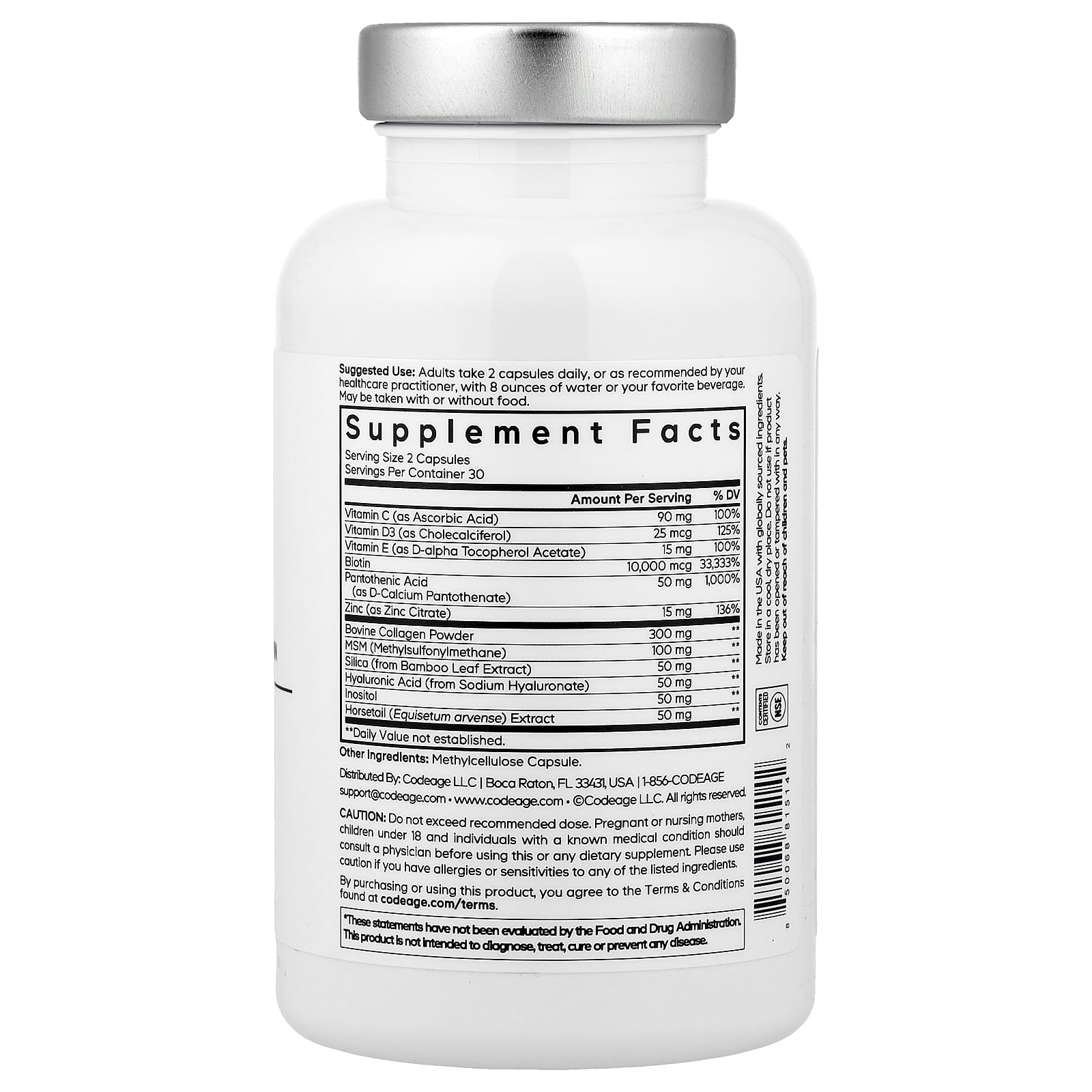 Codeage, Amen Hair, 60 растительных капсул