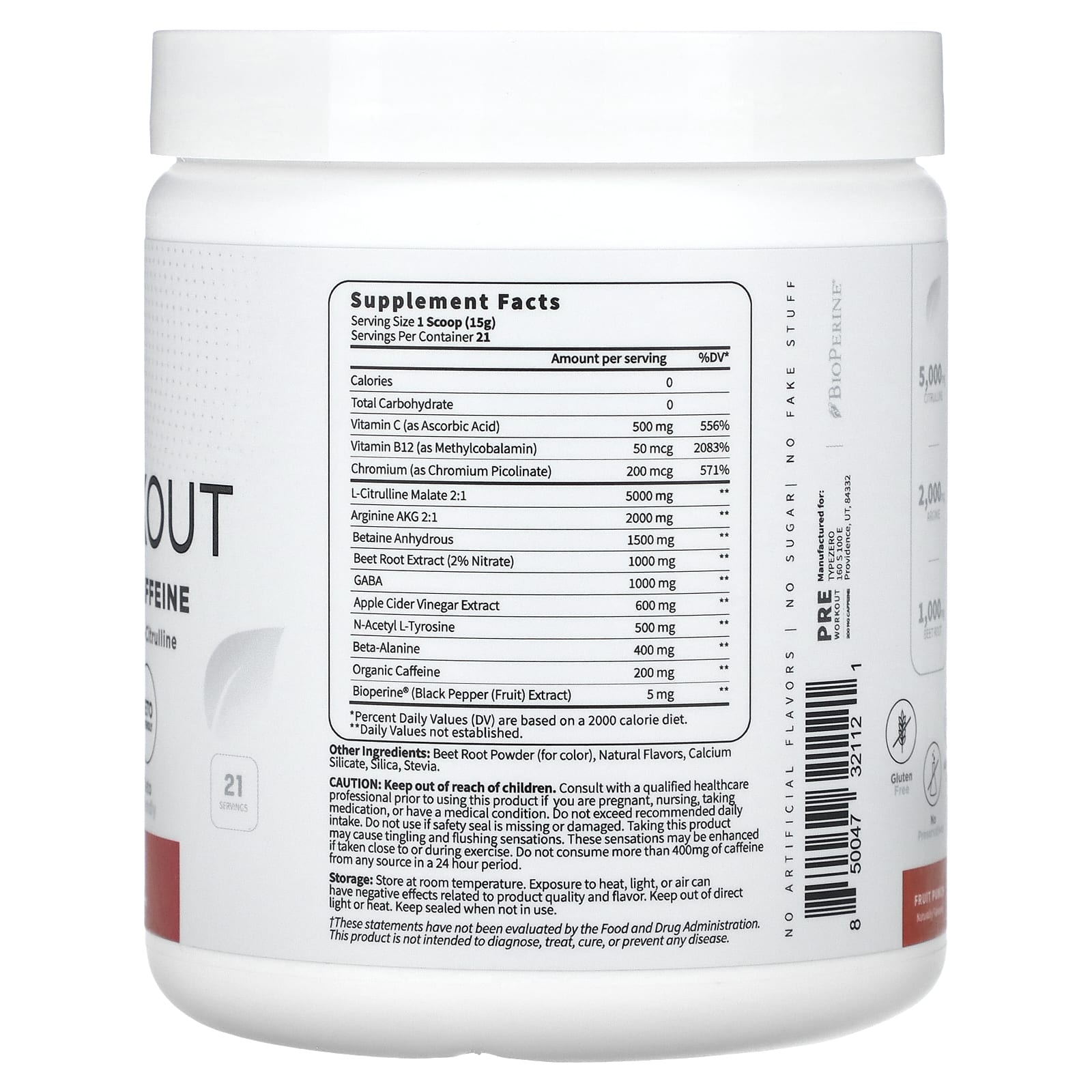 TypeZero, Clean Pre-Workout, фруктовый пунш, 319 г (11,3 унции)