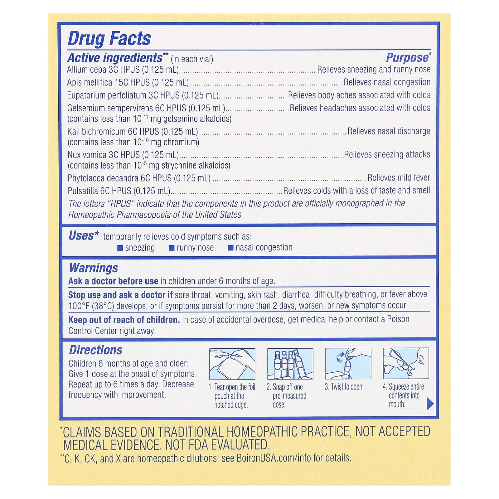 Boiron, Cold Calm Baby, жидкая добавка, для облегчения симптомов простуды, для детей от 6 месяцев, 30 отмеренных жидких доз по 1 мл (0,034 жидк. унции)