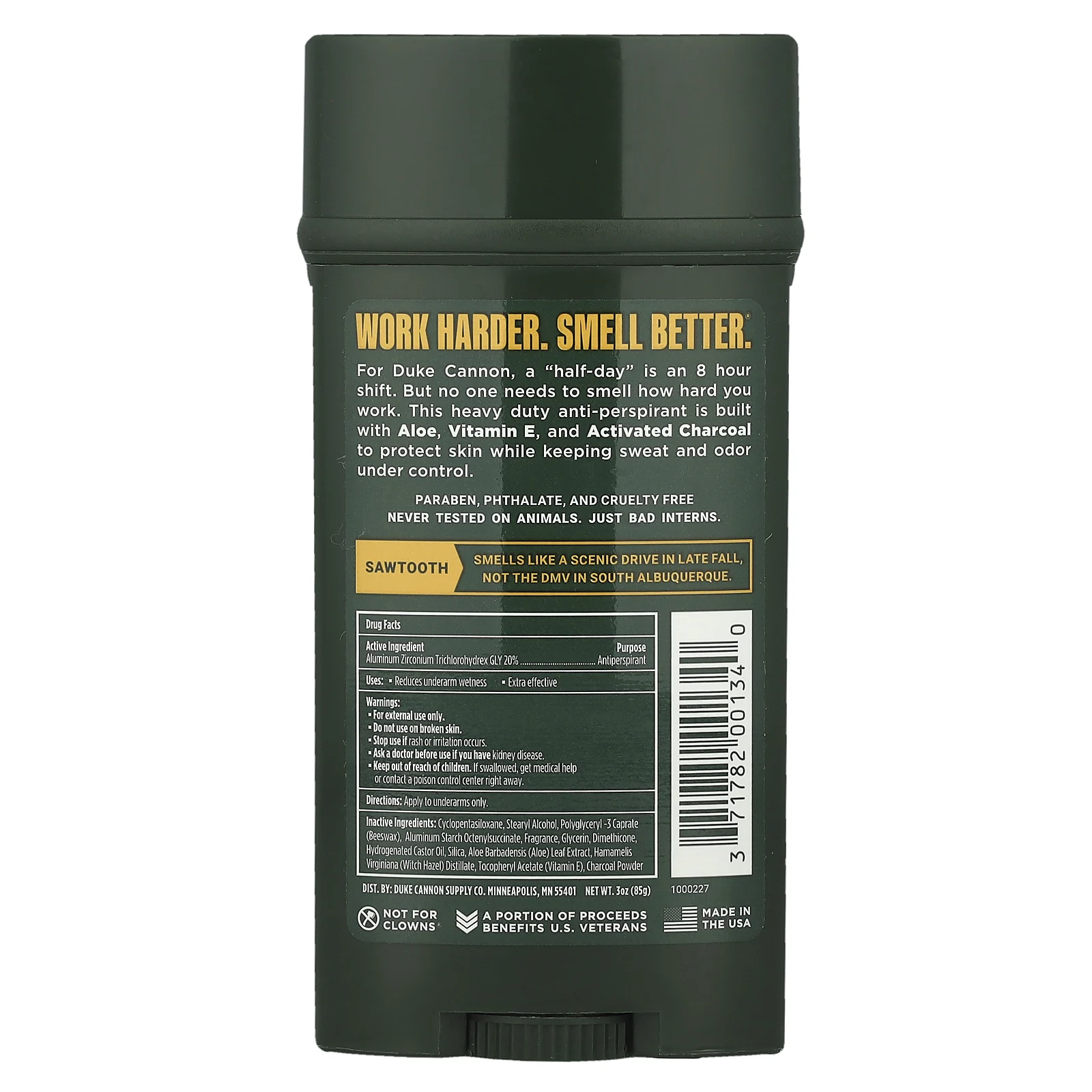 Duke Cannon Supply Co., Дезодорант-антиперспирант, пила, альпийский воздух и кедр, 85 г (3 унции)