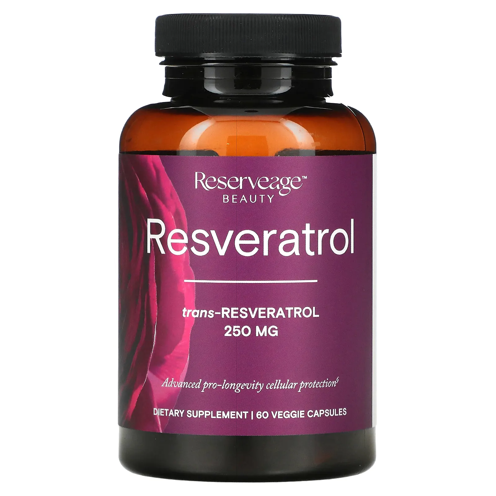 Reserveage Beauty, ресвератрол, транс-ресвератрол, 250 мг, 60 растительных капсул