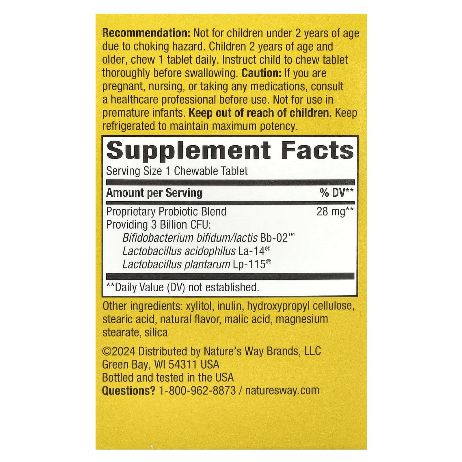 Nature's Way, Primadophilus для детей со вкусом вишни, 60 жевательных таблеток